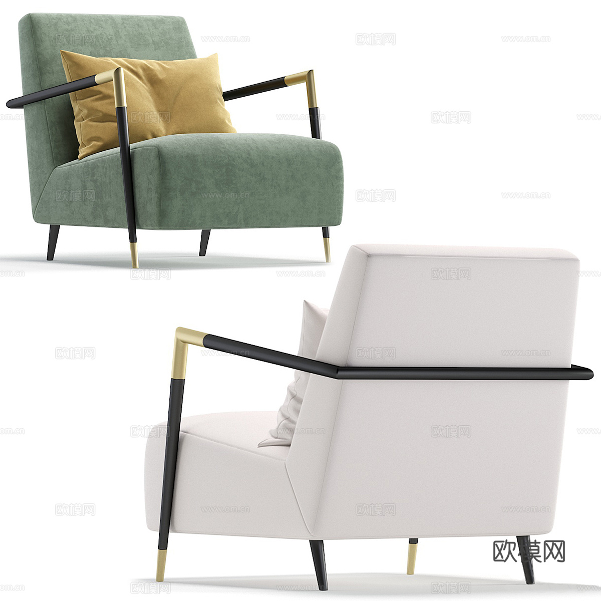 现代轻奢 JEROME 扶手椅3d模型下载（渲染图4）