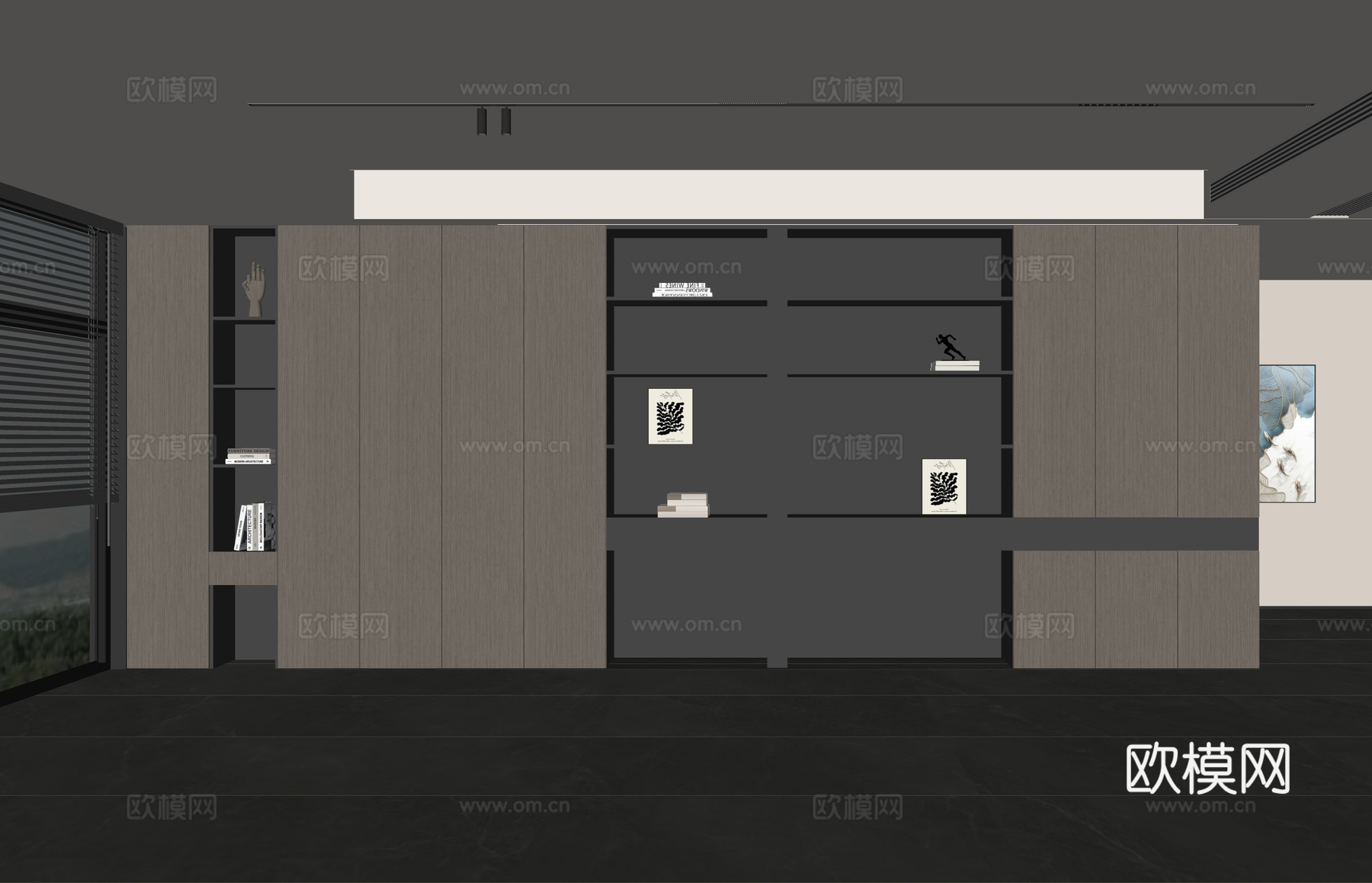 意式客厅 现代客厅 沙发背景墙 装饰柜 客厅背景su模型