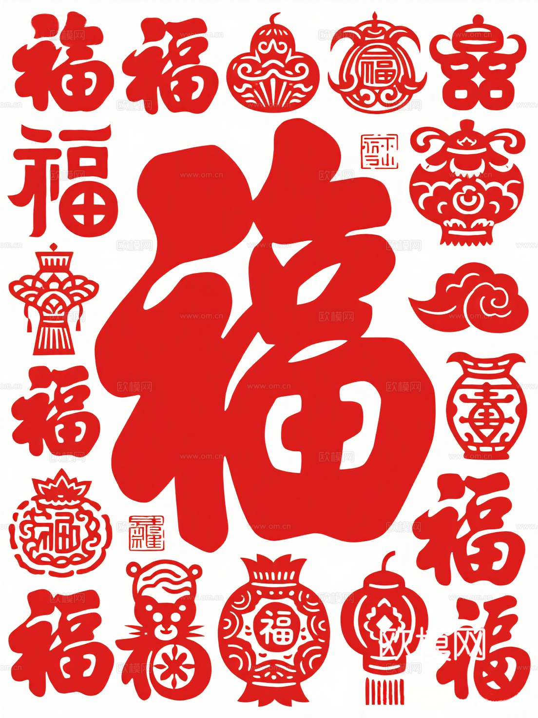 民俗画 福字 民俗文化 祥云下载