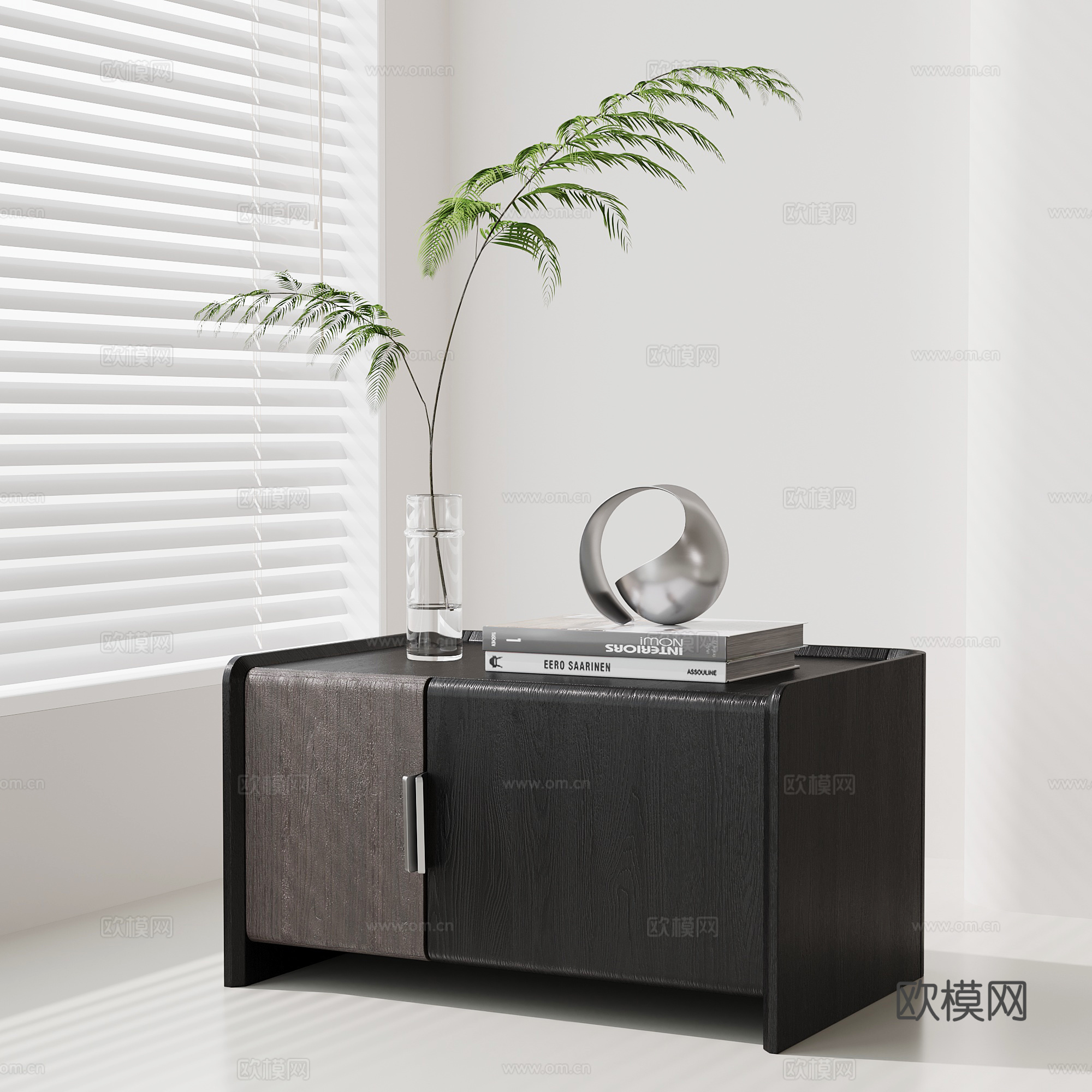 现代意式床头柜su模型