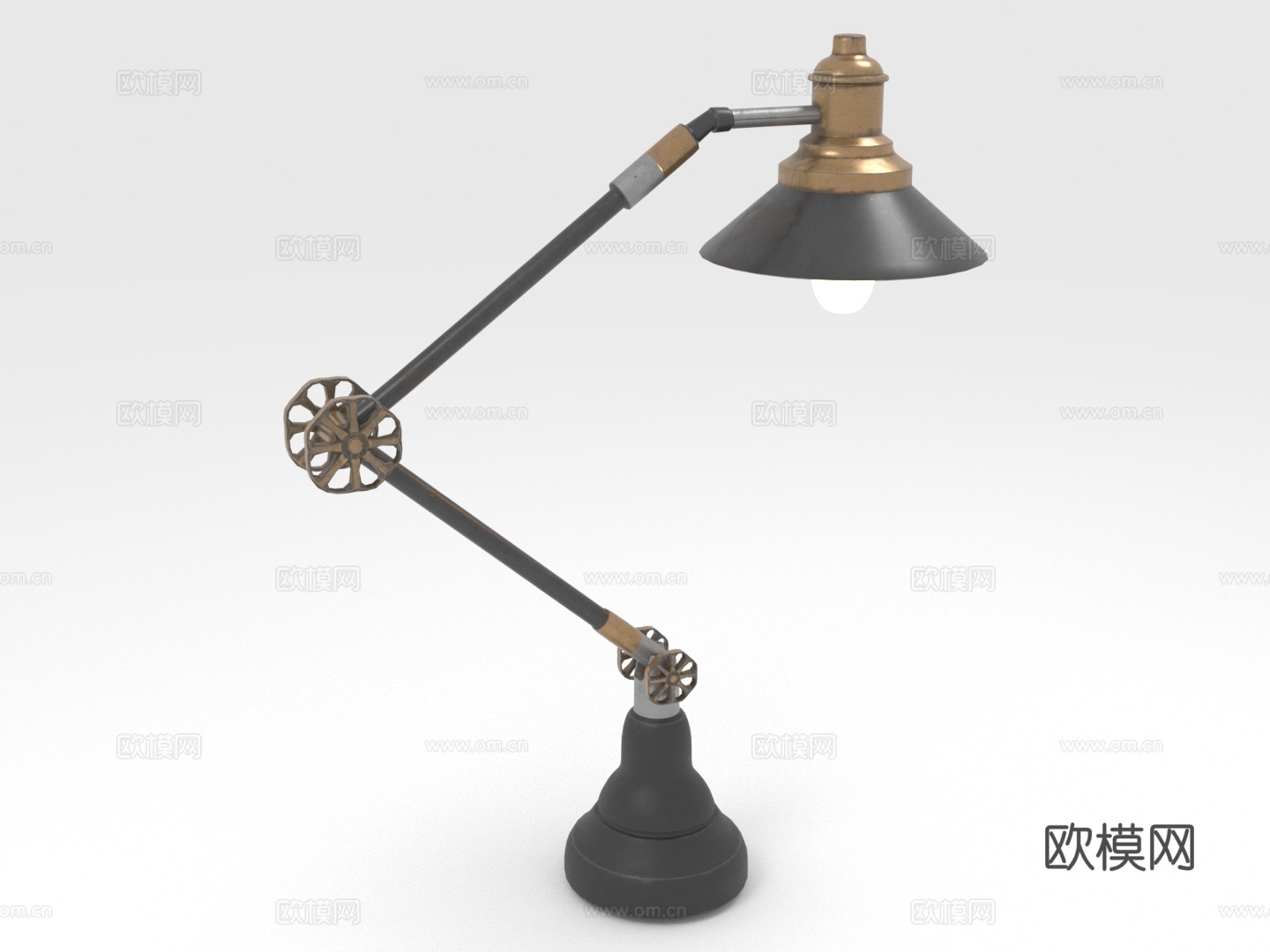 台灯 可调节 金属 复古 灯罩3d模型下载（渲染图1）