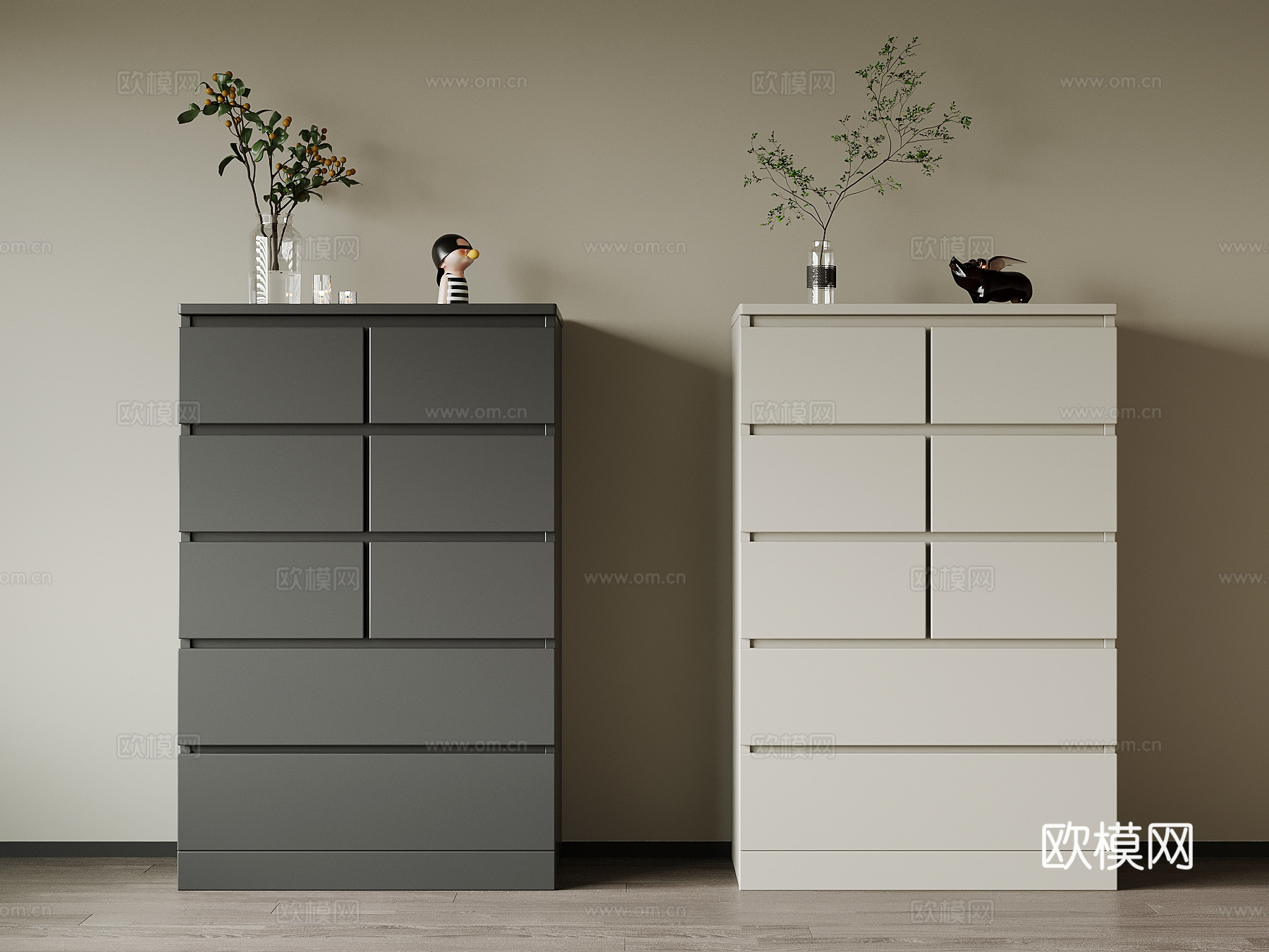 现代极简斗柜 边柜3d模型下载