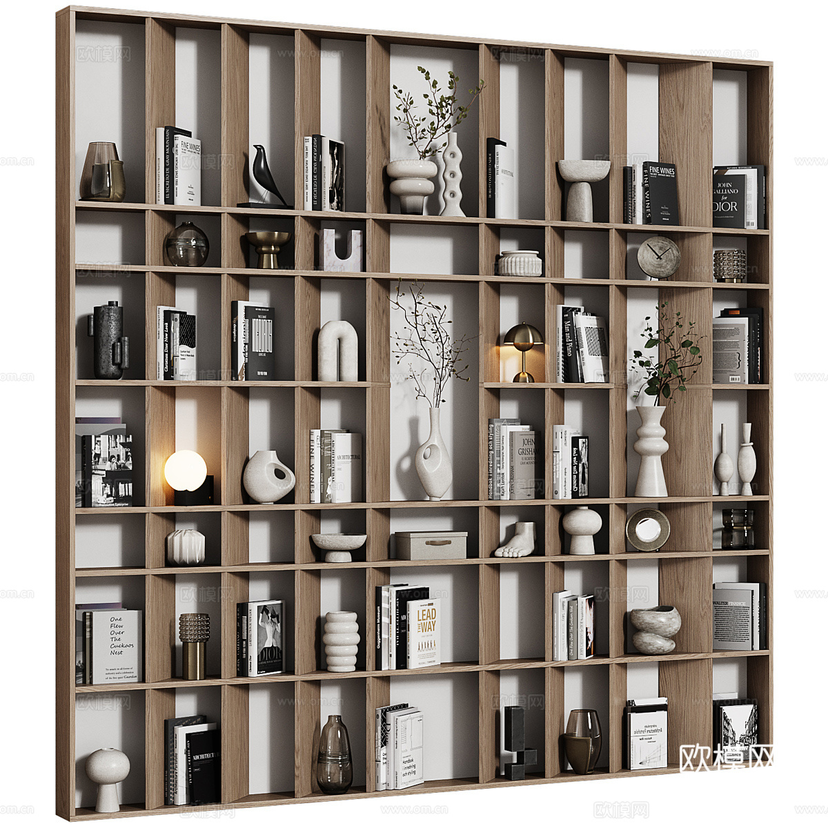 现代装饰书柜3d模型下载（渲染图2）