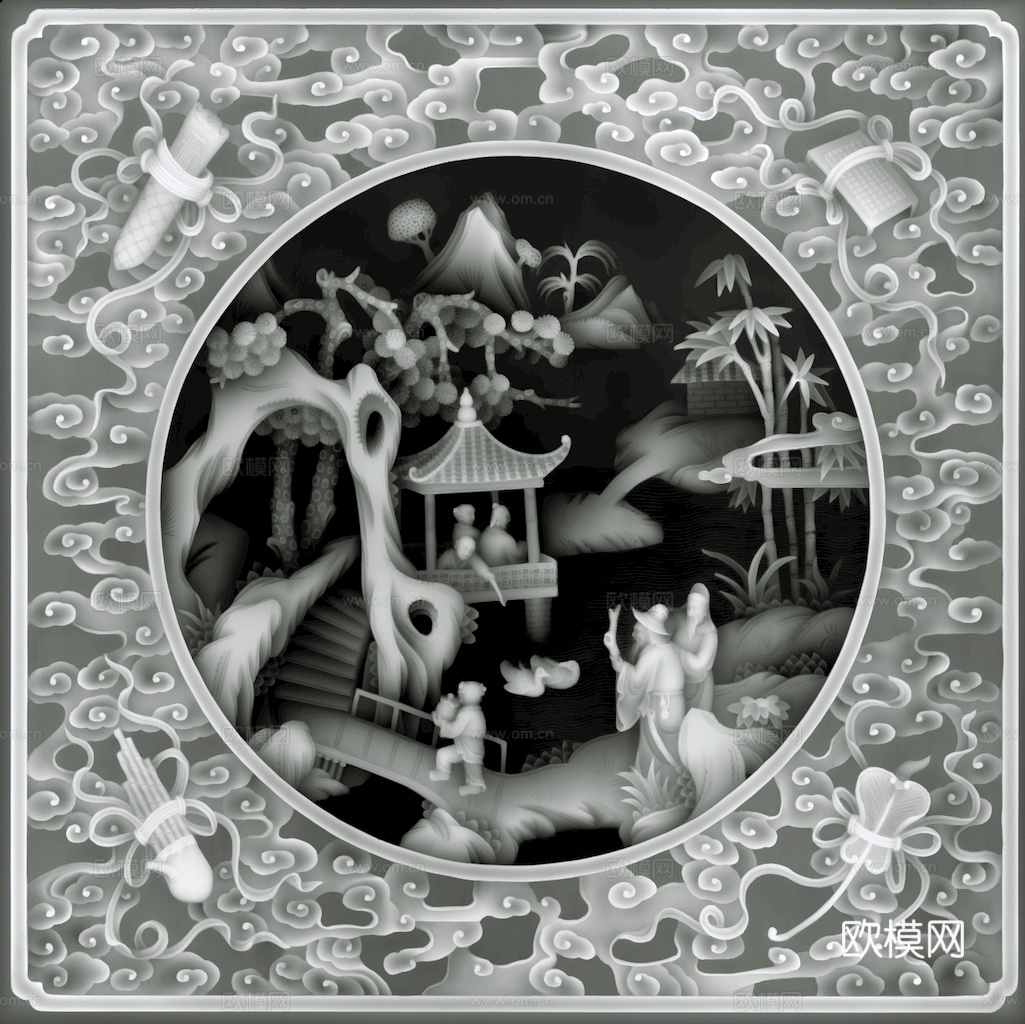 浮雕 金属浮雕 铜雕 木质雕花 十二生肖 黑白凹凸浮雕灰度图下载