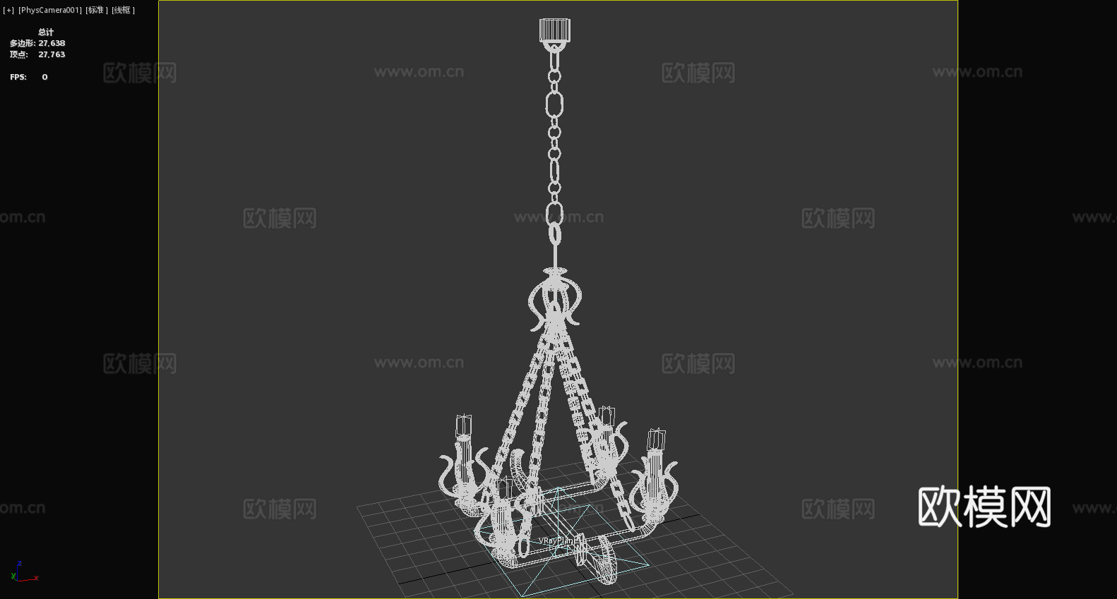 吊灯 铁艺 蜡烛 链条 复古3d模型下载（渲染图6）