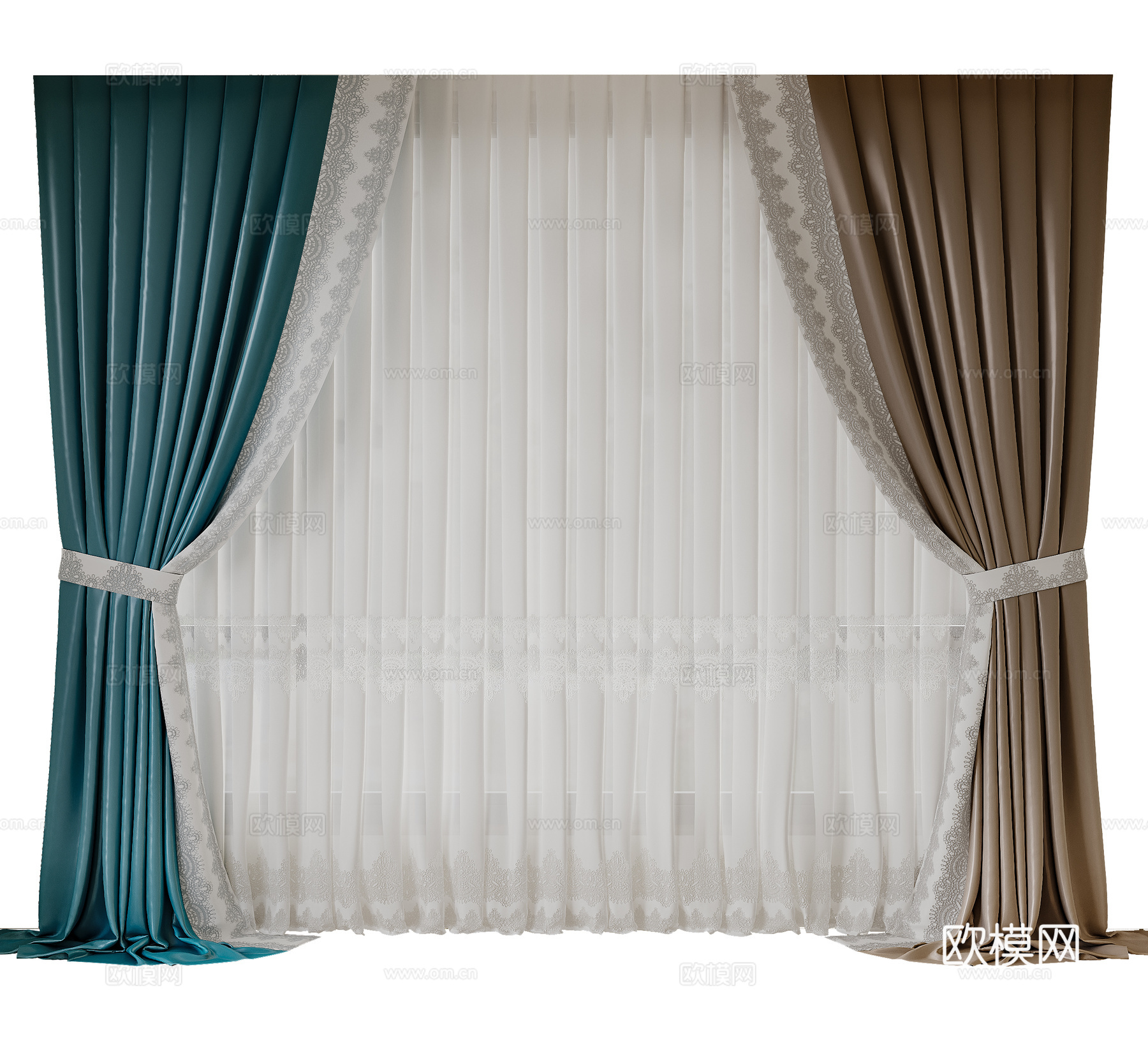 现代窗帘 室内窗帘 布艺窗帘 纱帘su模型