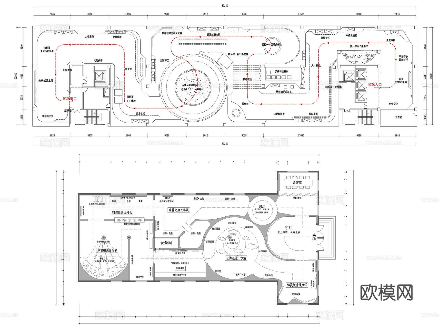 45套展厅平面图cad施工图
