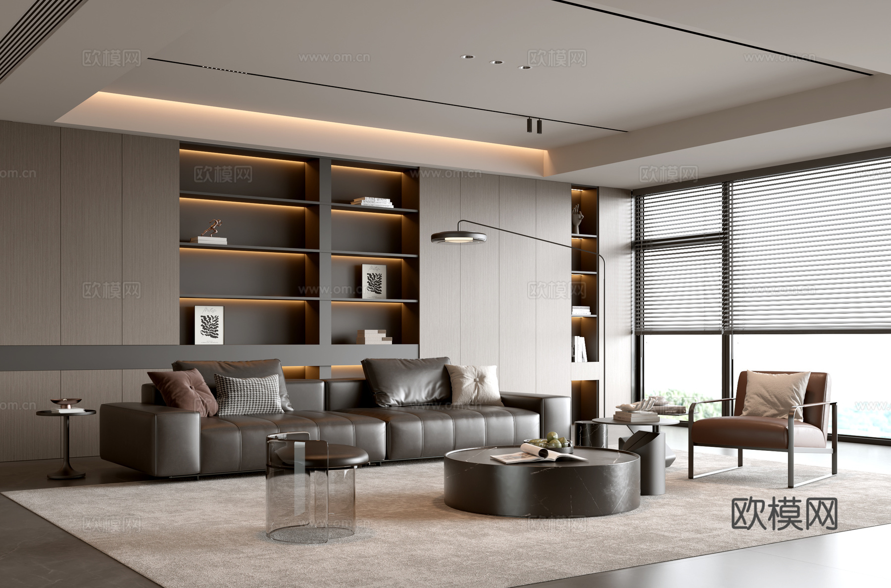 意式客厅 现代客厅 沙发背景墙 装饰柜 客厅背景 组合沙发su模型