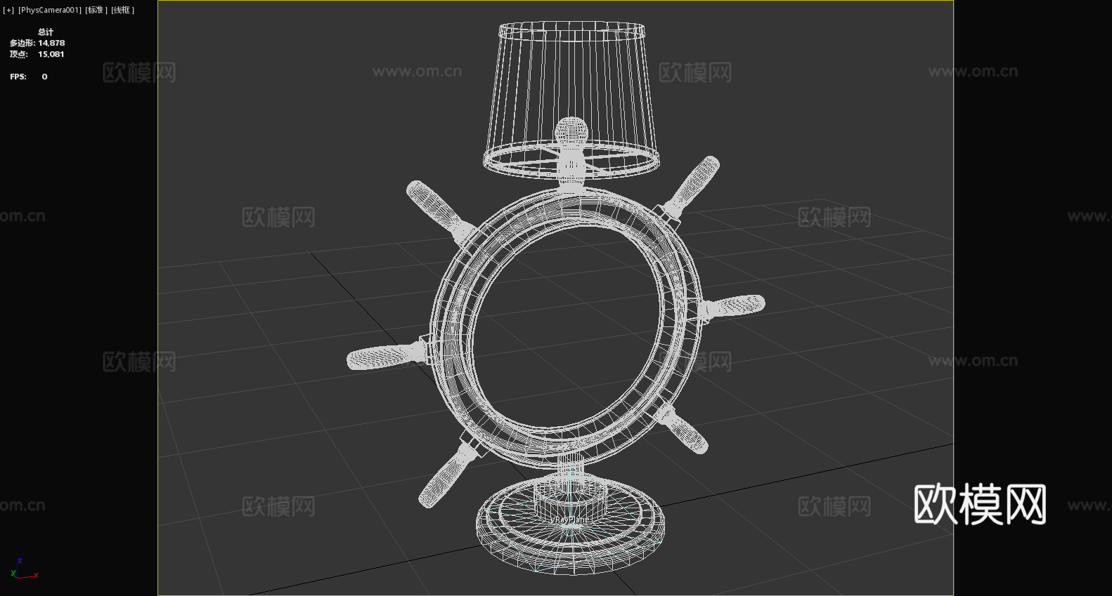船舵台灯 航海装饰 木质台灯 船舵灯 航海主题3d模型下载（渲染图6）