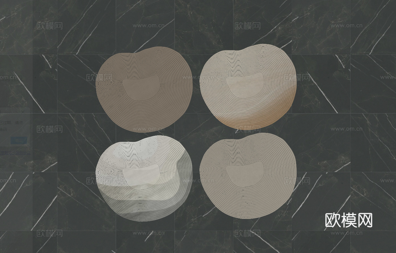 现代圆形地毯_波纹地毯su模型