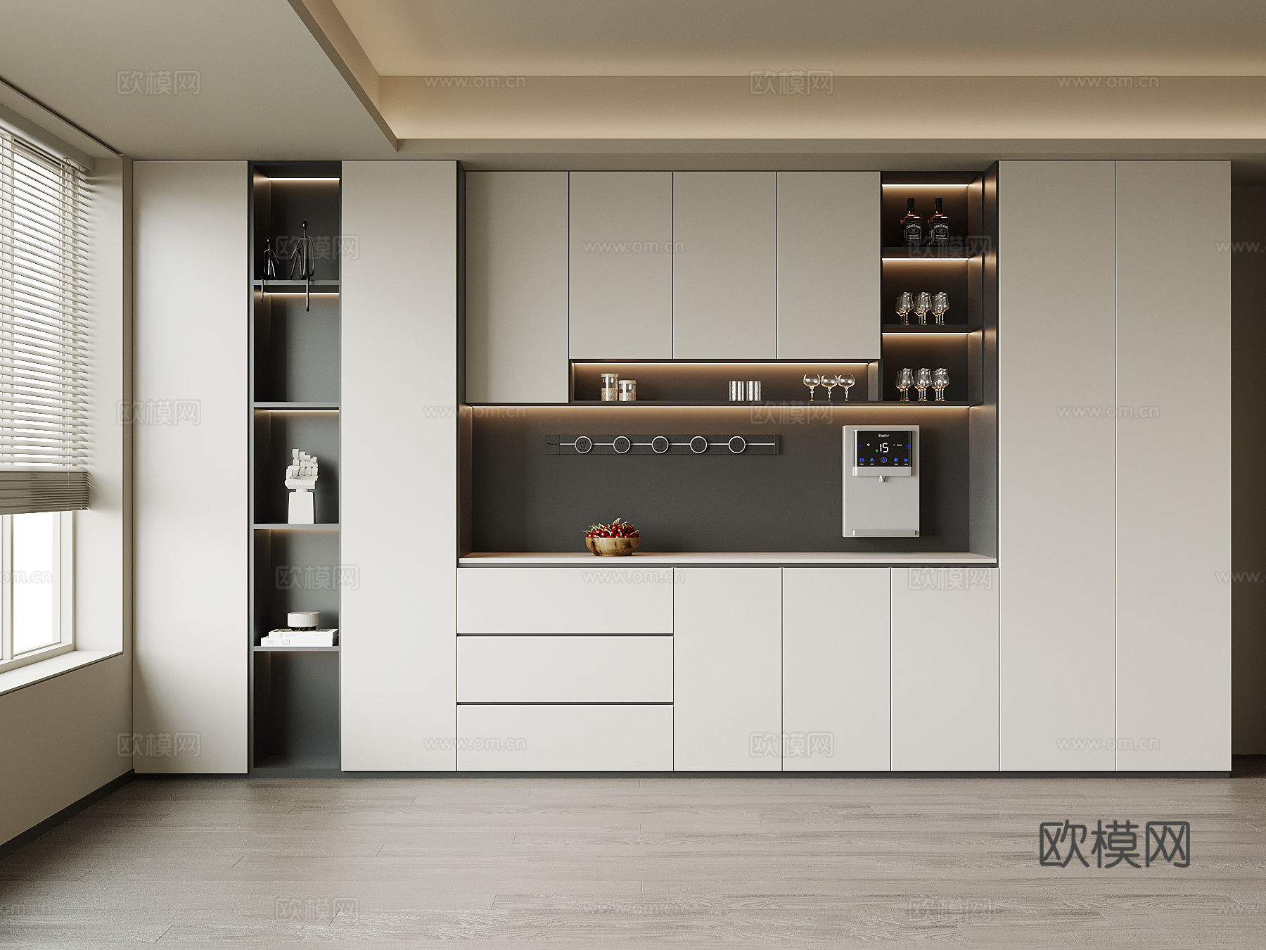现代意式酒柜 餐边柜su模型