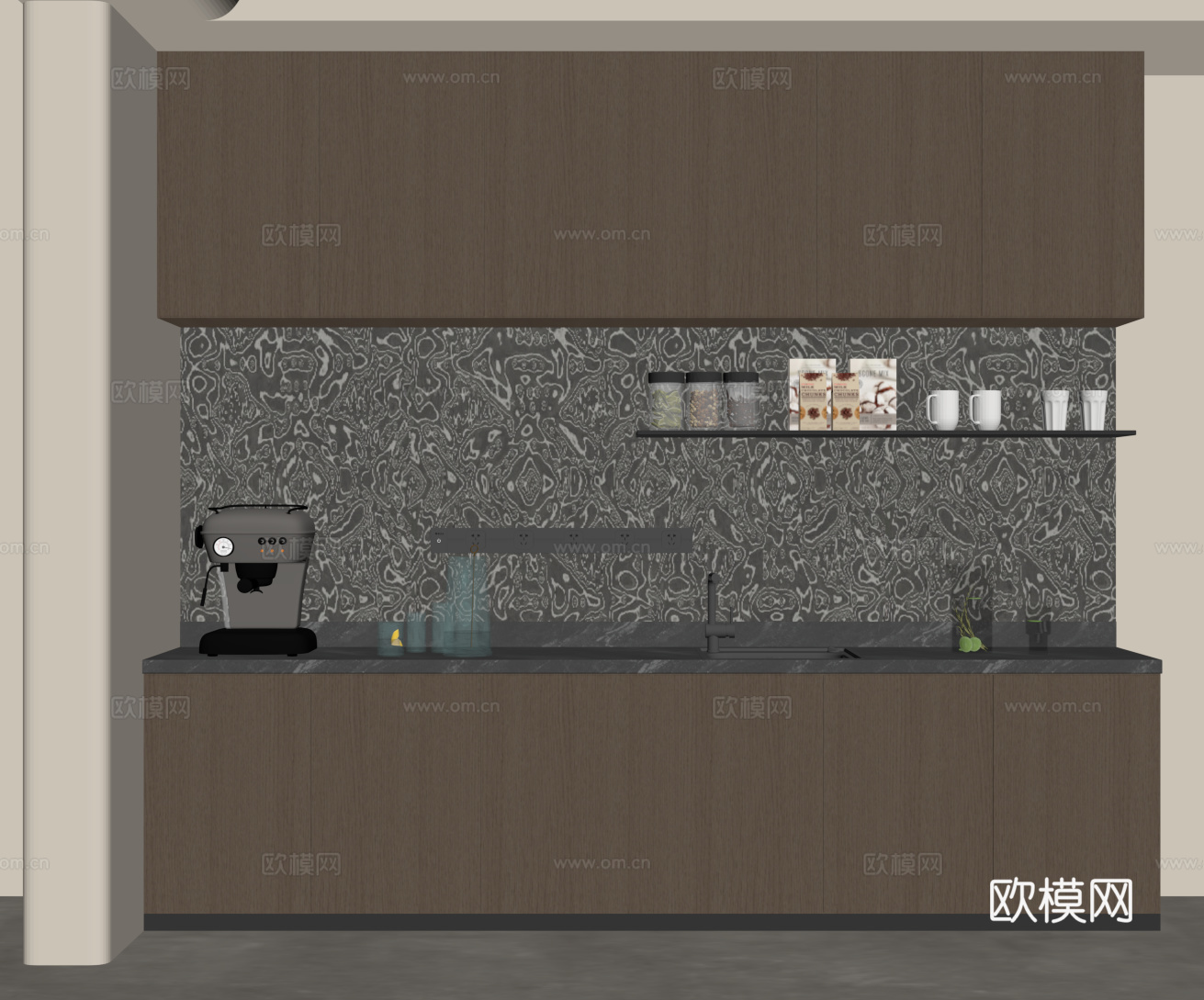 现代意式酒柜 餐边柜su模型