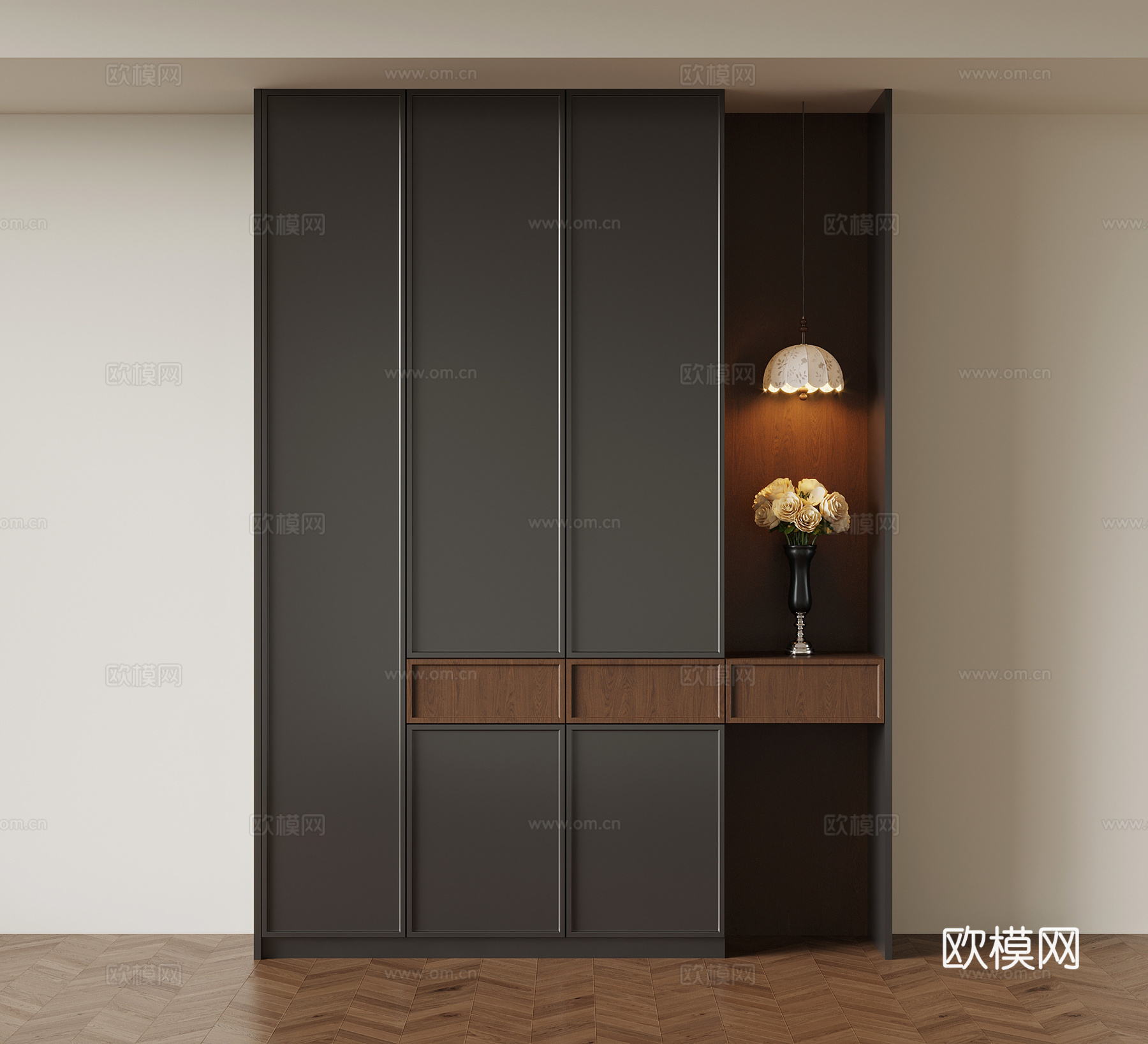 法式复古风鞋柜 入户鞋柜su模型
