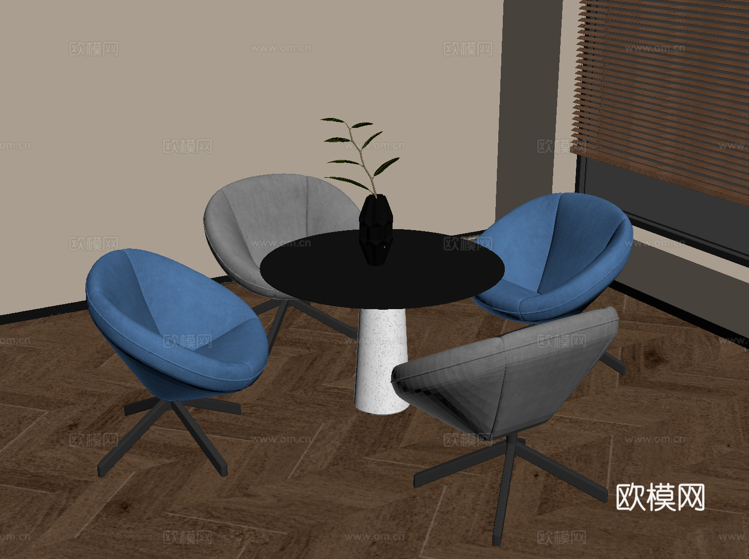 现代简约休闲桌椅su模型