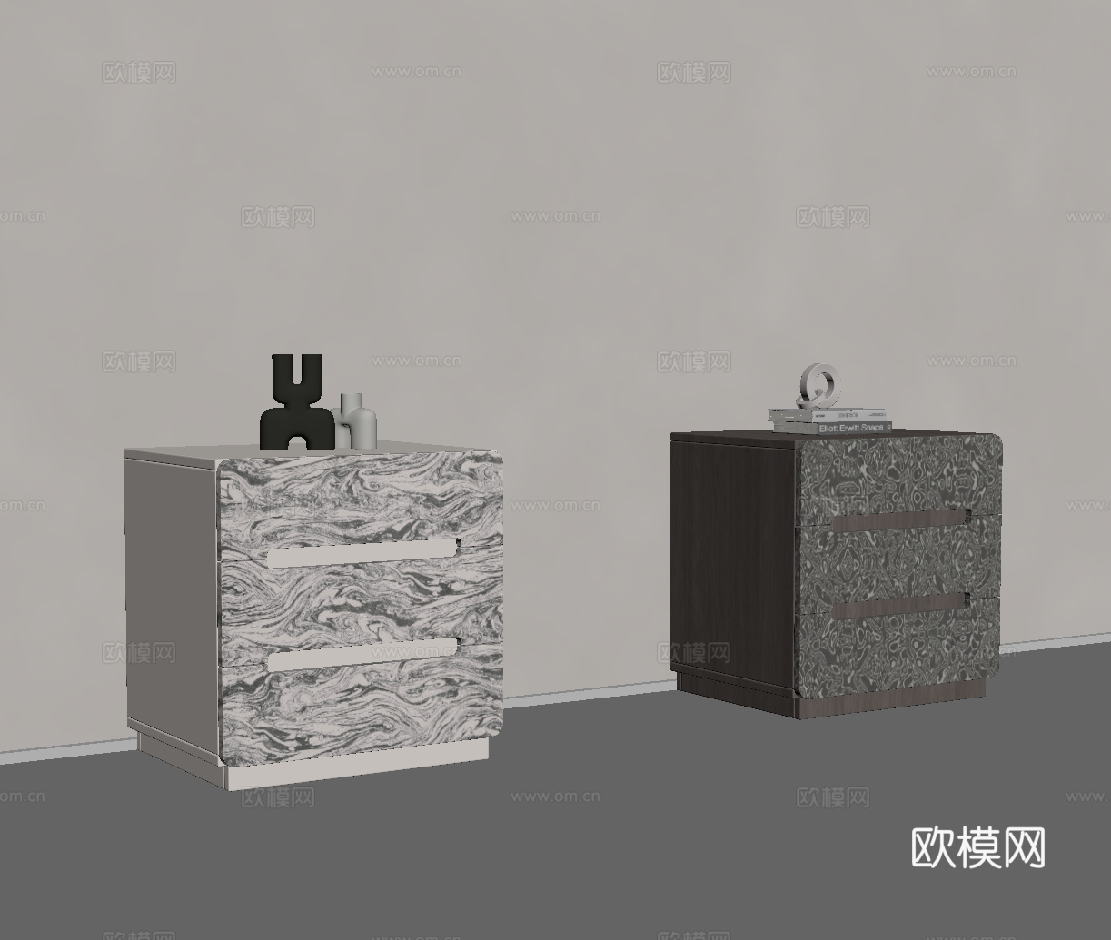 现代意式床头柜su模型
