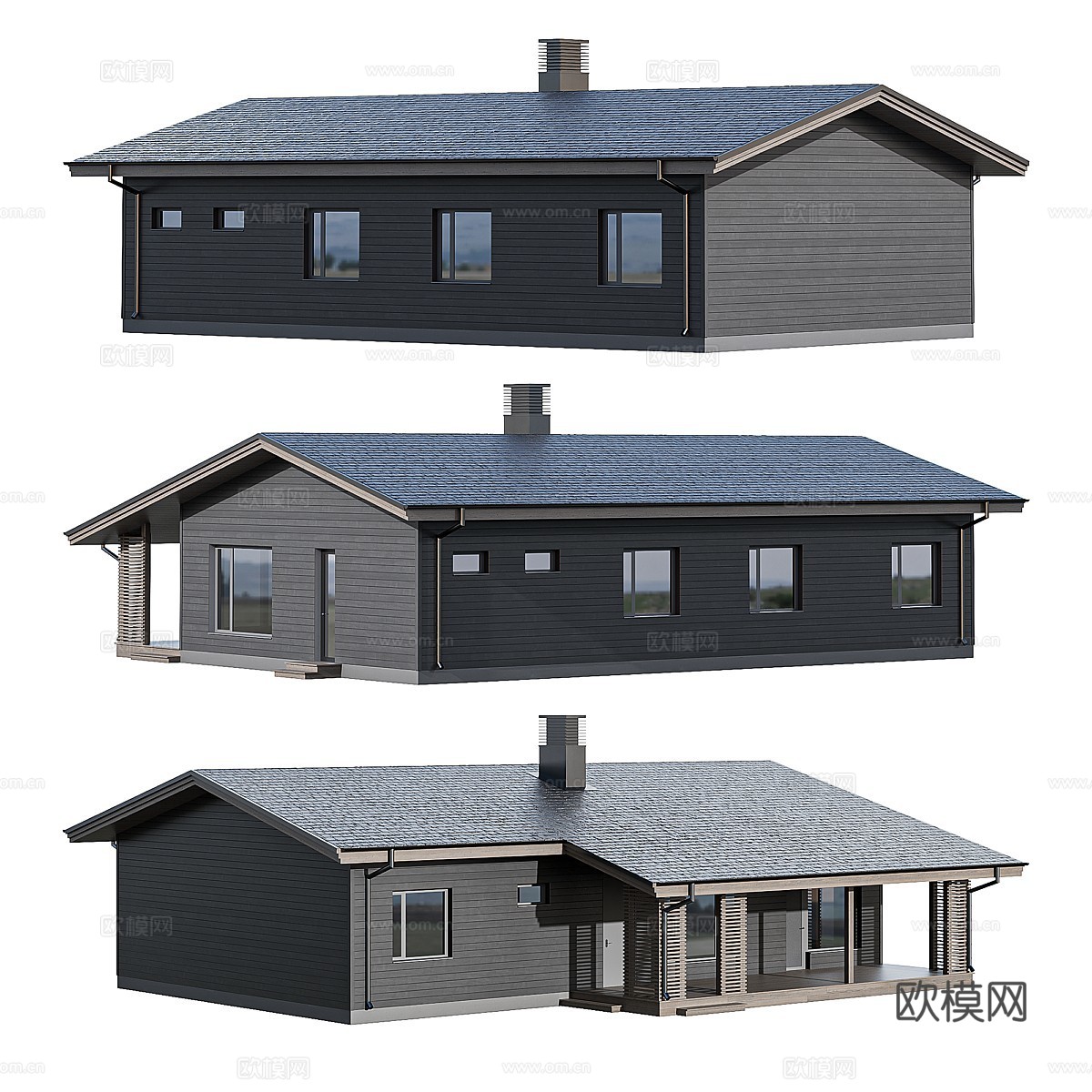 现代单层框架房屋3d模型下载（渲染图2）