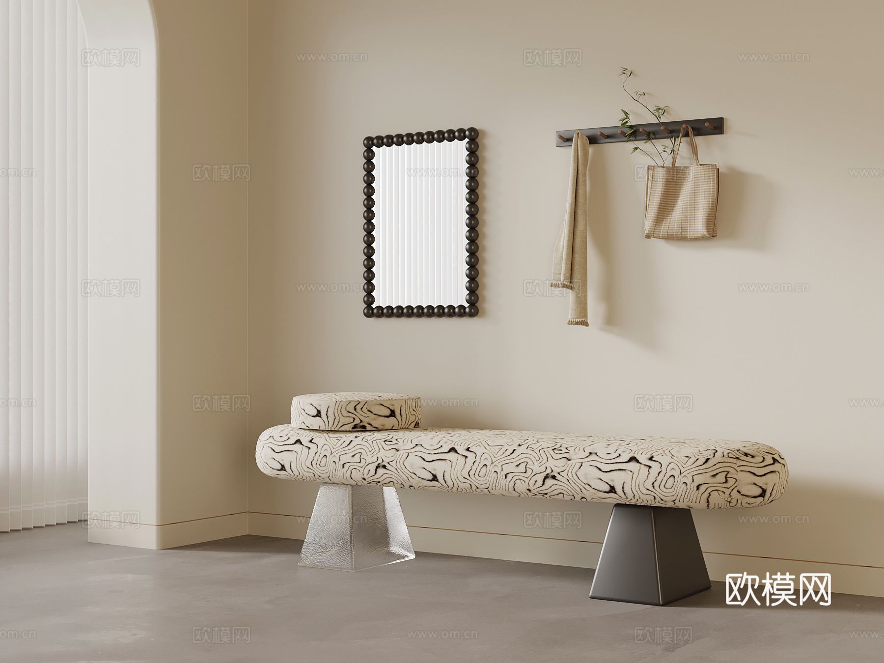 现代中古风换鞋凳 床尾凳su模型