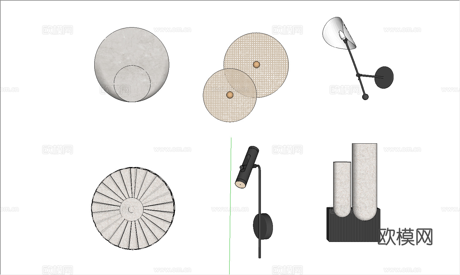 现代壁灯组合 金属壁灯 创意壁灯 艺术壁灯su模型