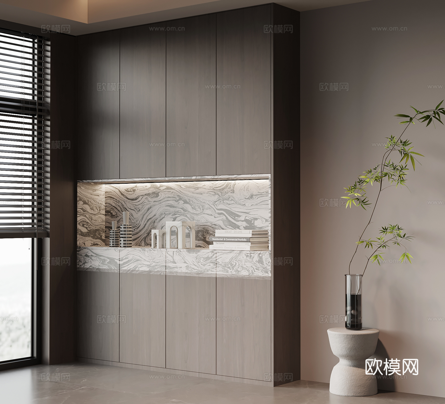 意式玄关柜 入户装饰柜su模型