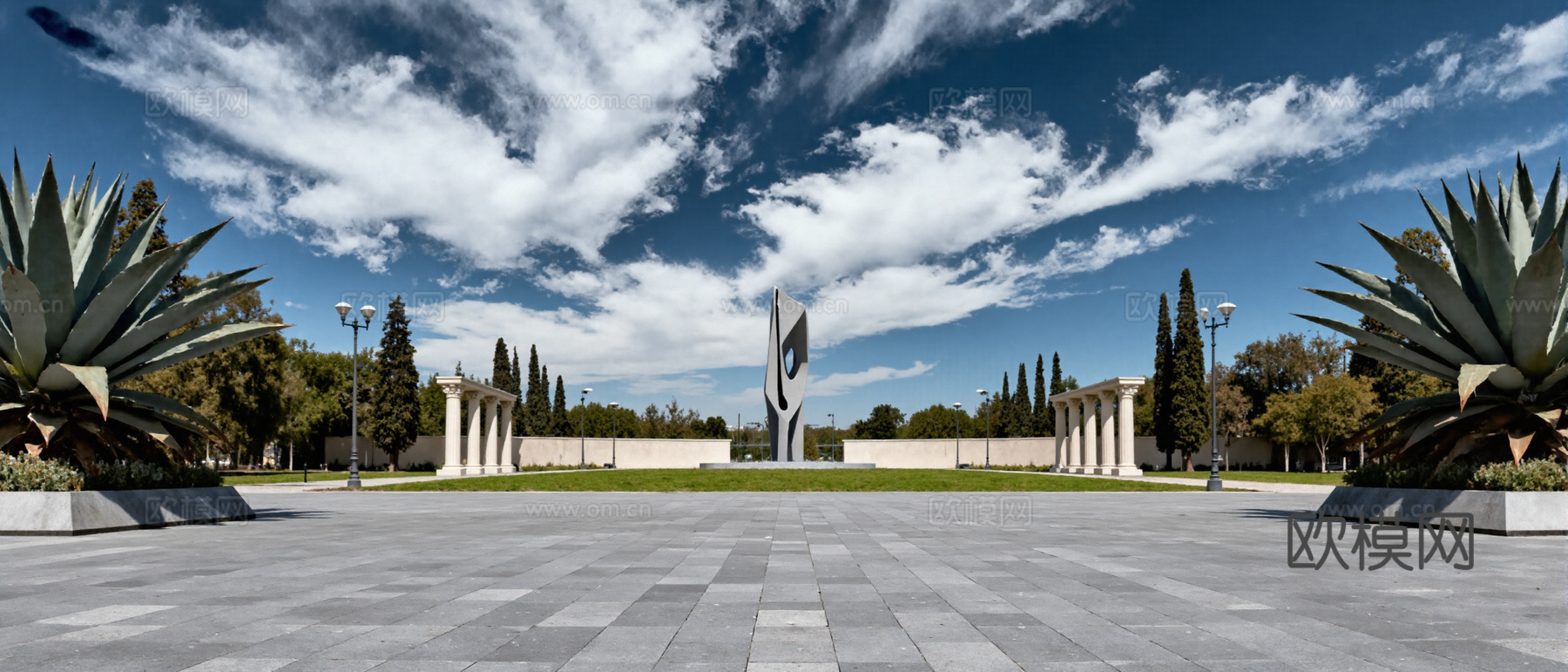 现代广场白天外景贴图