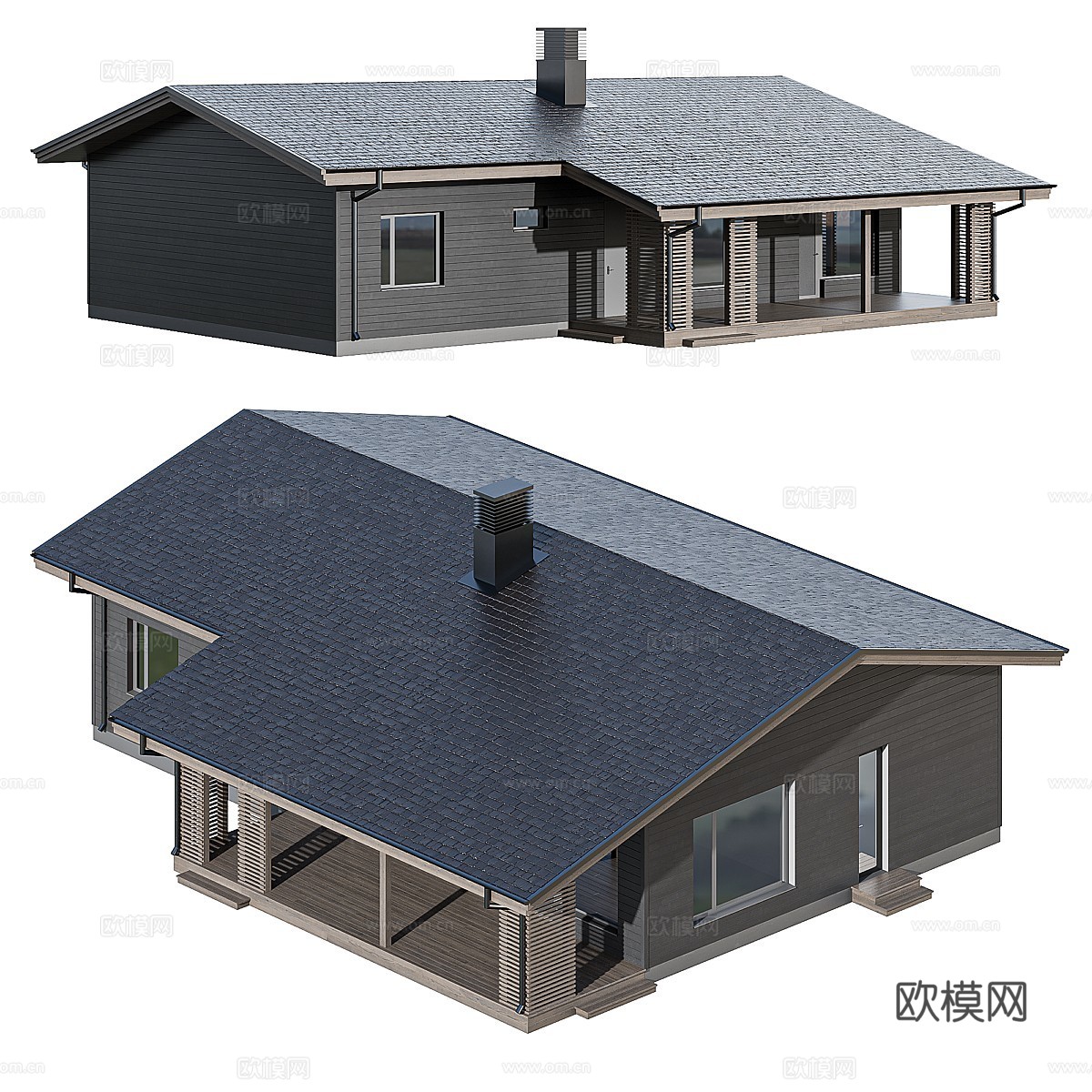 现代单层框架房屋3d模型下载（渲染图3）