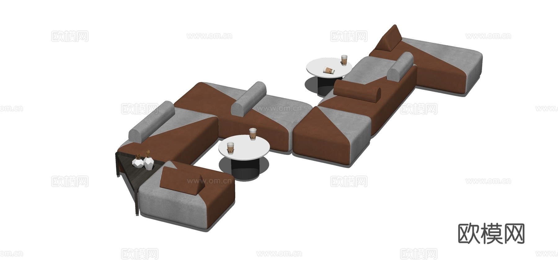大堂卡座沙发 接待室沙发 餐饮卡坐沙发 可自由拼接沙发su模型