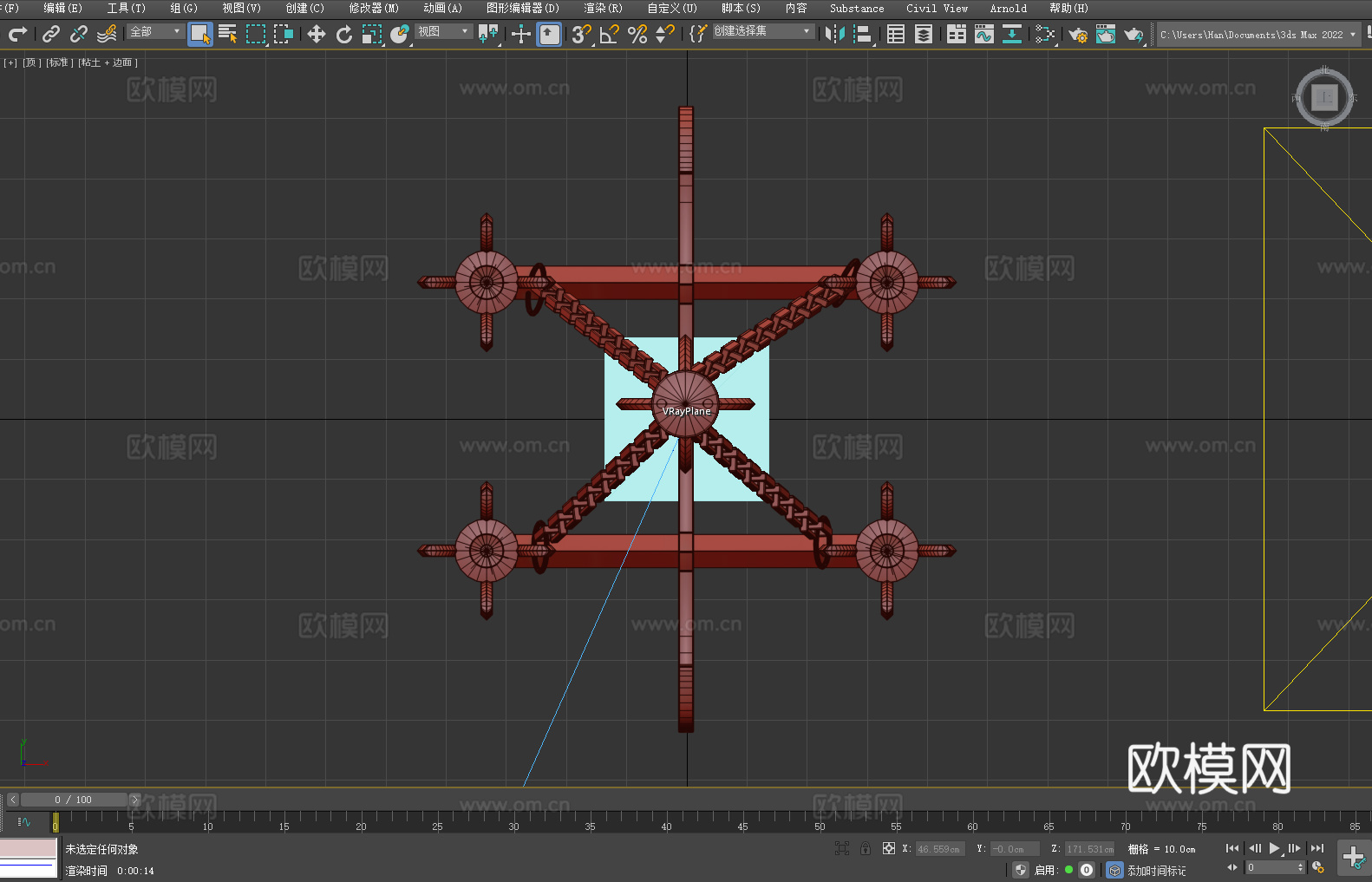 吊灯 铁艺 蜡烛 链条 复古3d模型下载（渲染图5）