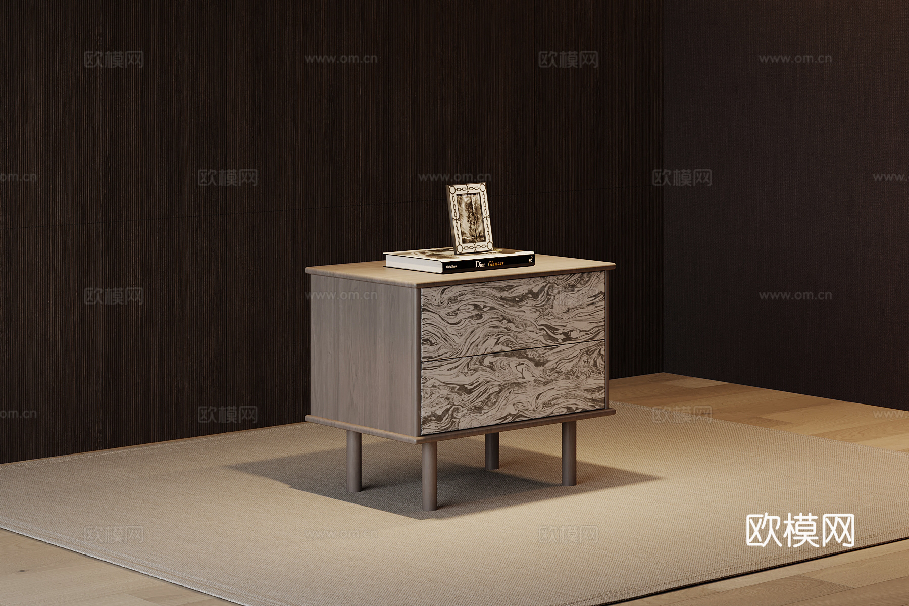 意式床头柜su模型