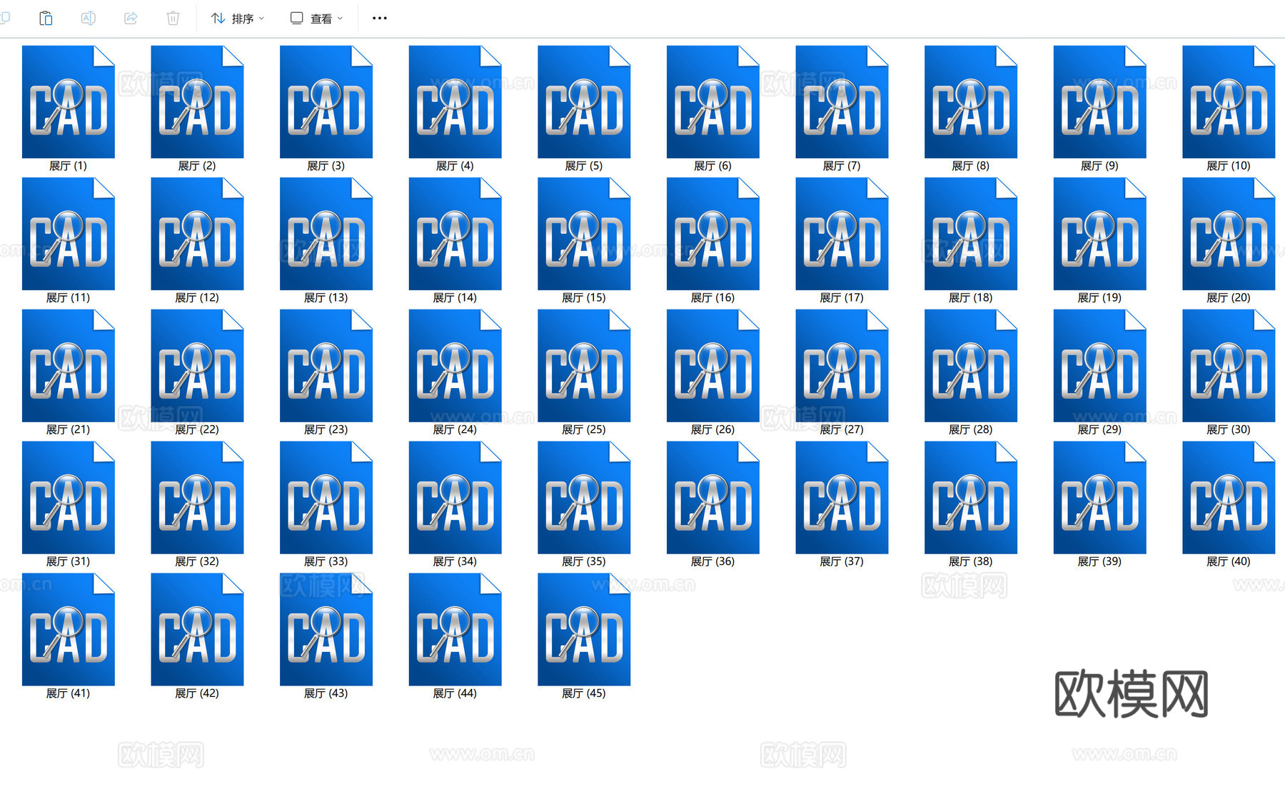 45套展厅平面图cad施工图