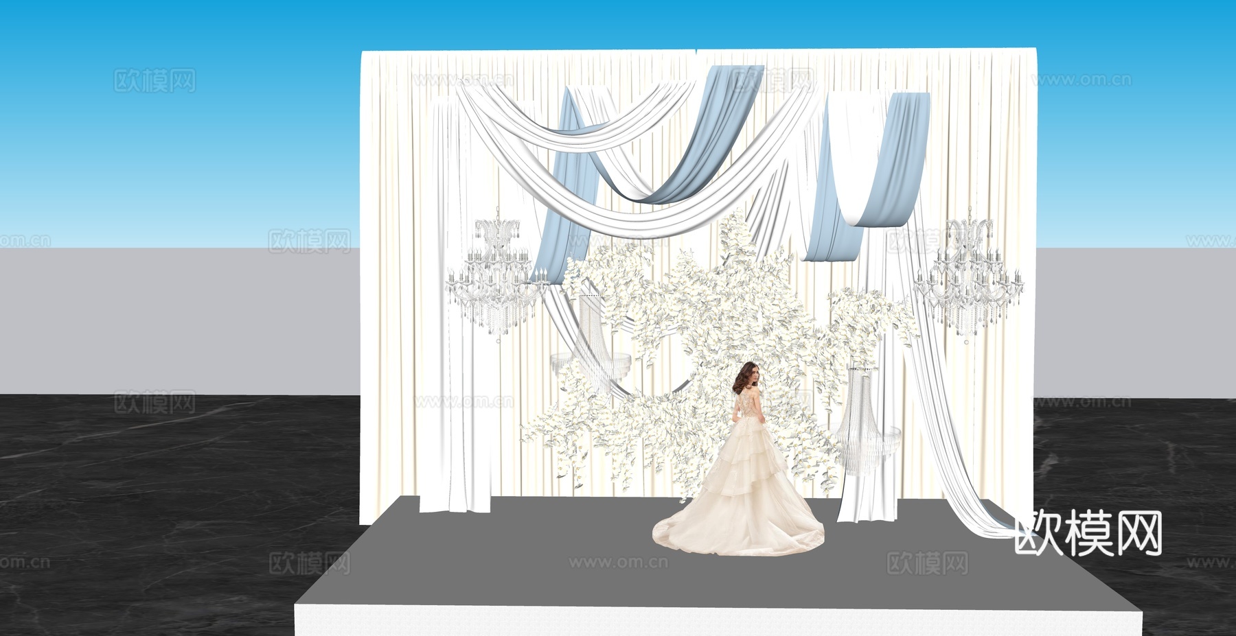 小众布幔造型婚礼美陈su模型