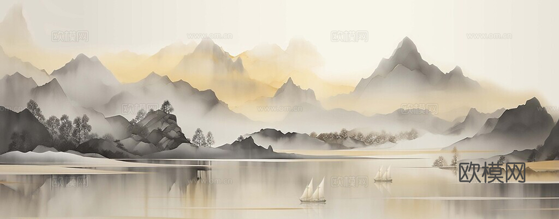 中式壁纸壁画壁纸装饰画贴图