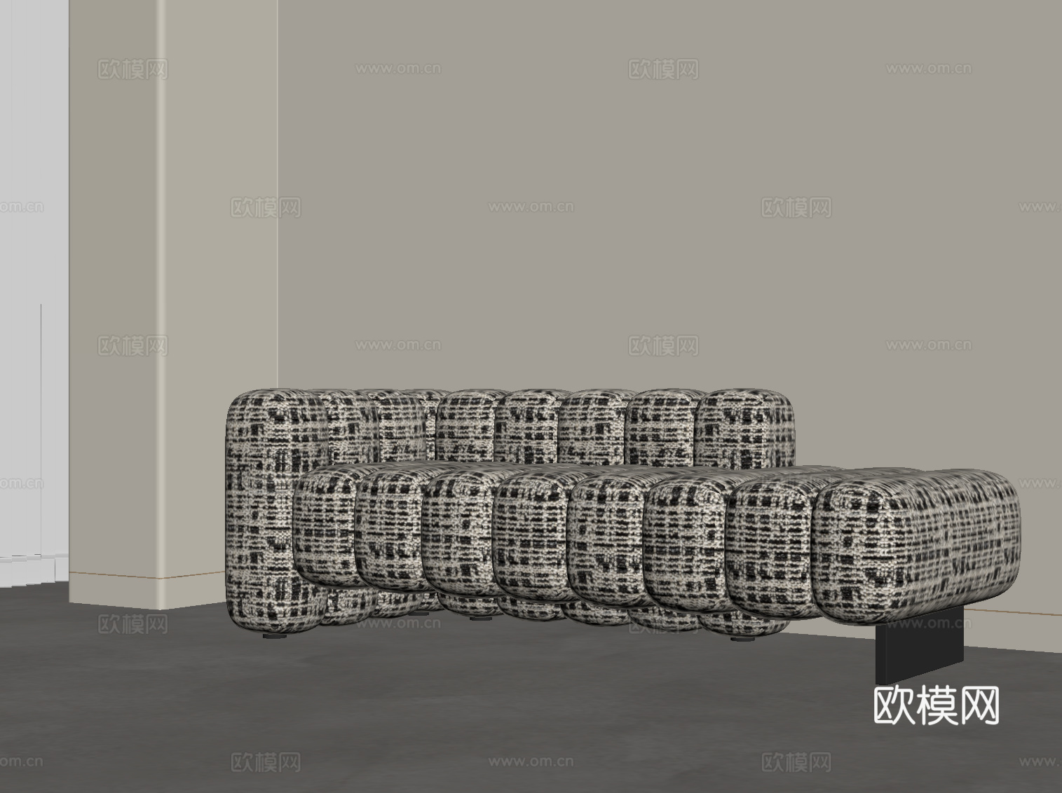 现代中古风贵妃椅 沙发凳su模型