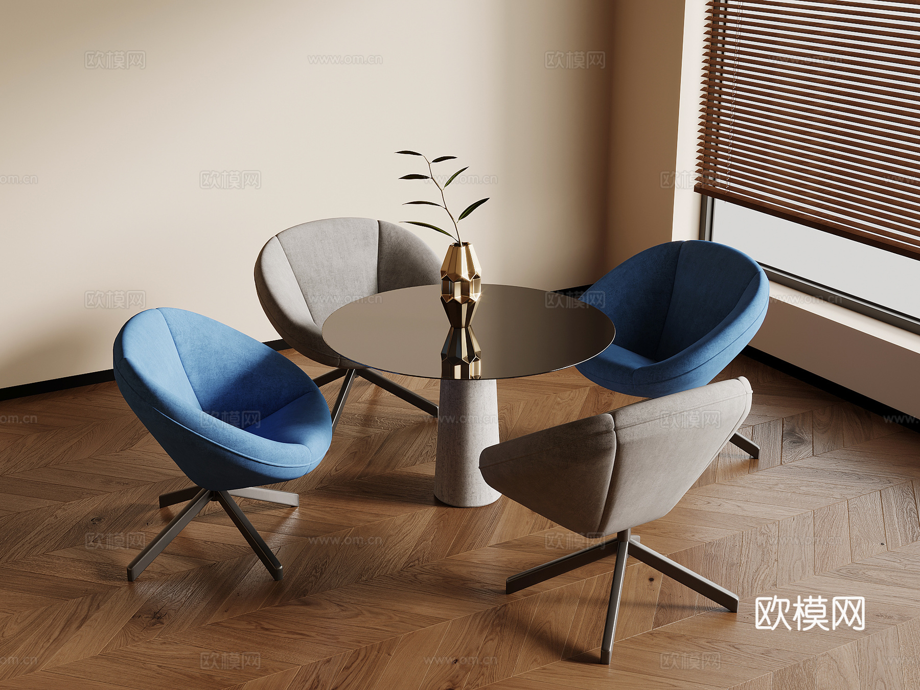 现代简约休闲桌椅su模型