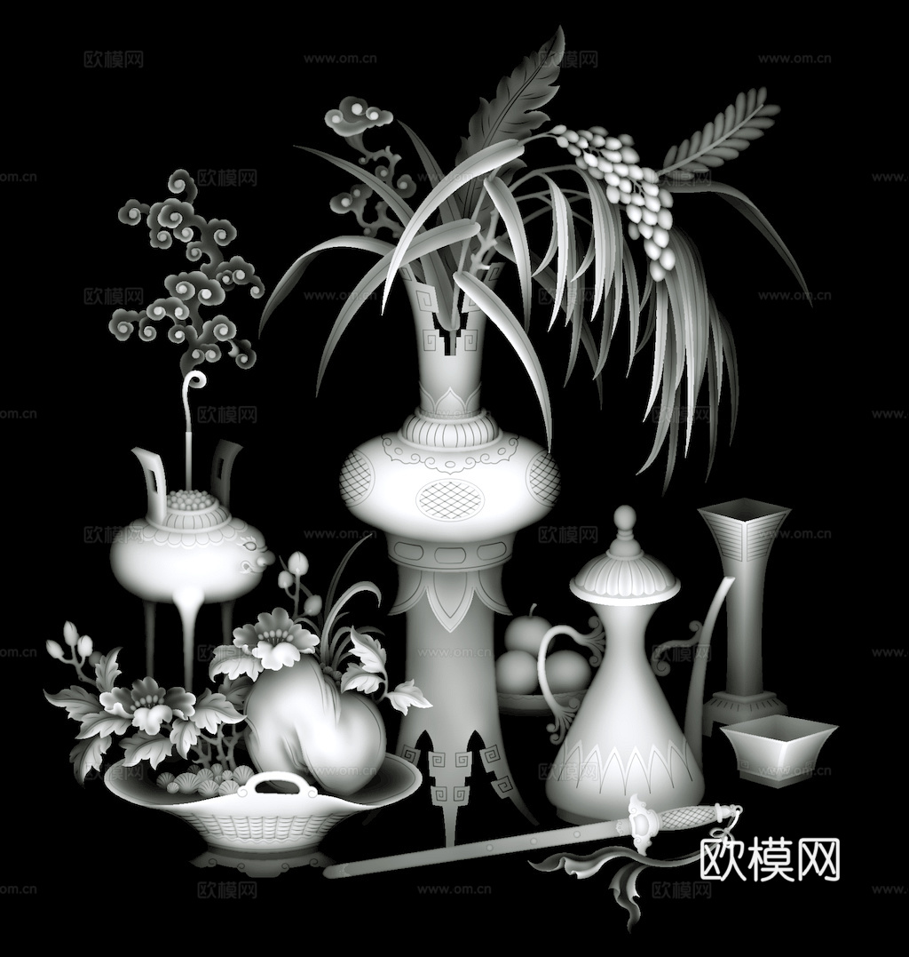 浮雕 金属浮雕 铜雕 木质雕花 十二生肖 黑白凹凸浮雕灰度图下载