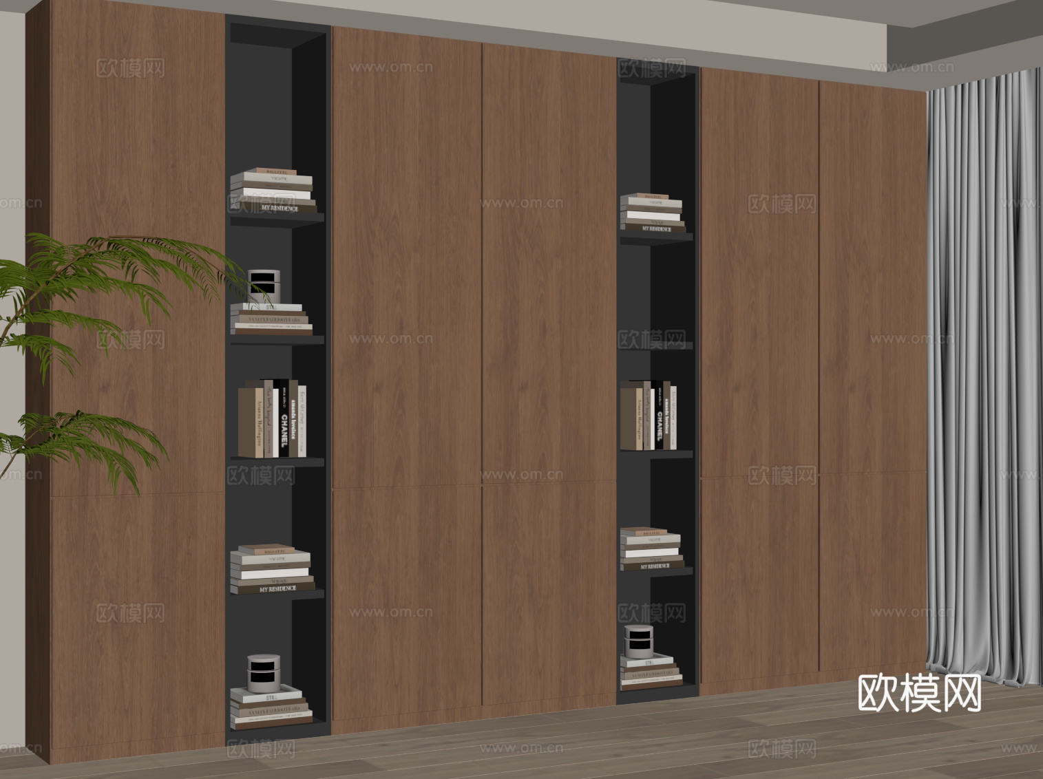中古风书柜su模型