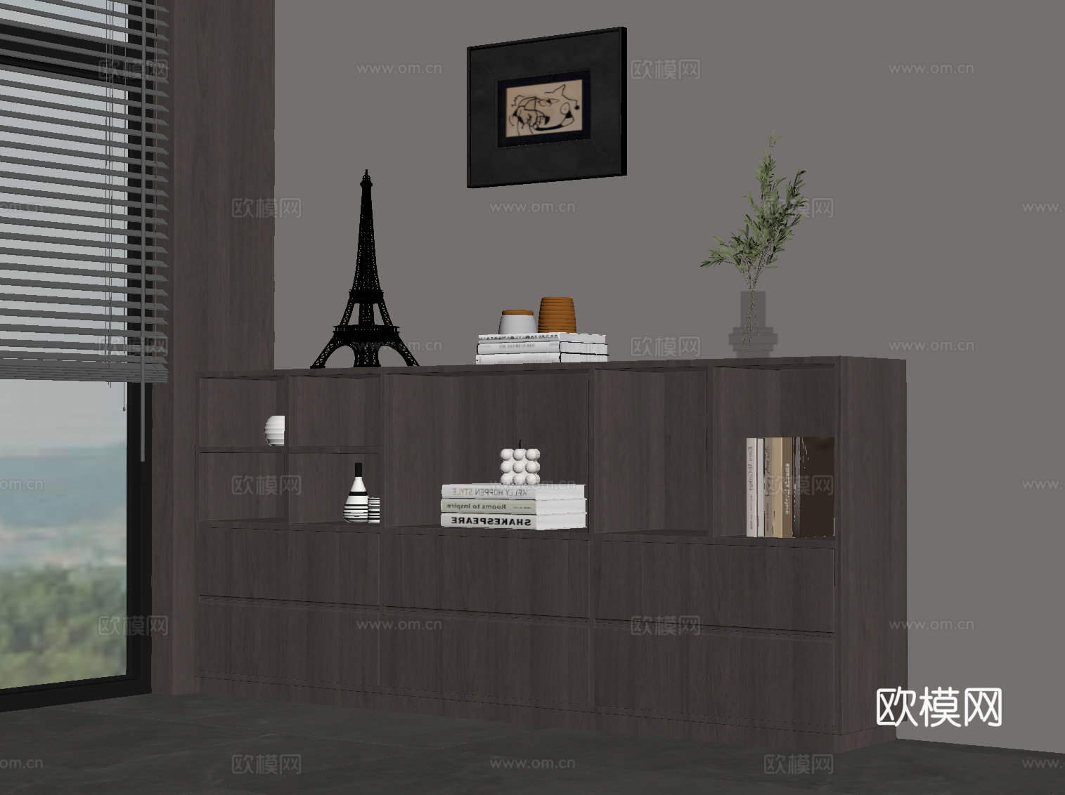 意式书柜 置物柜su模型