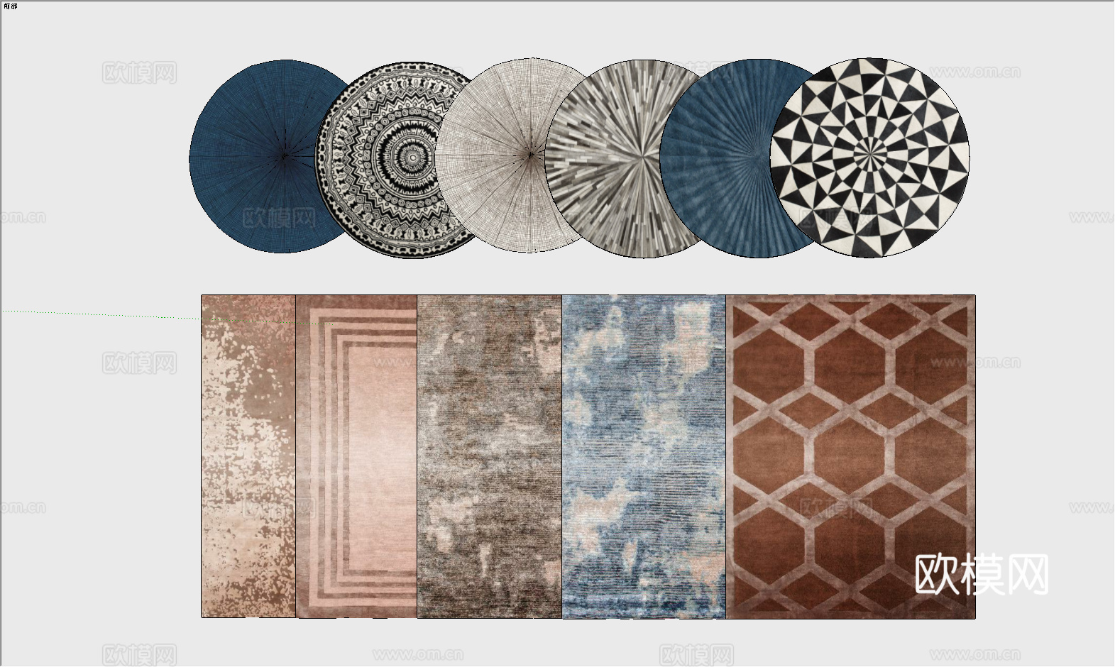 现代地毯_波纹地毯su模型