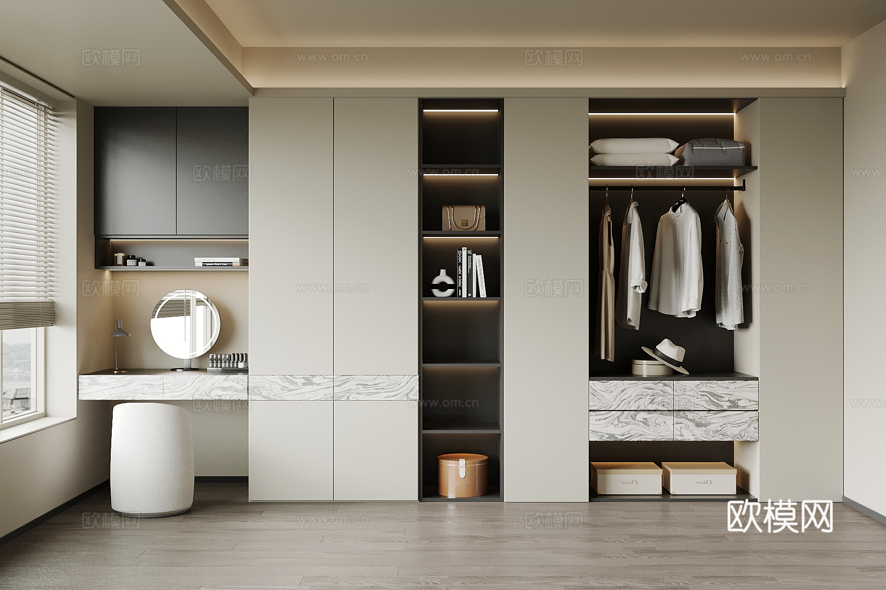 现代衣柜 梳妆台su模型