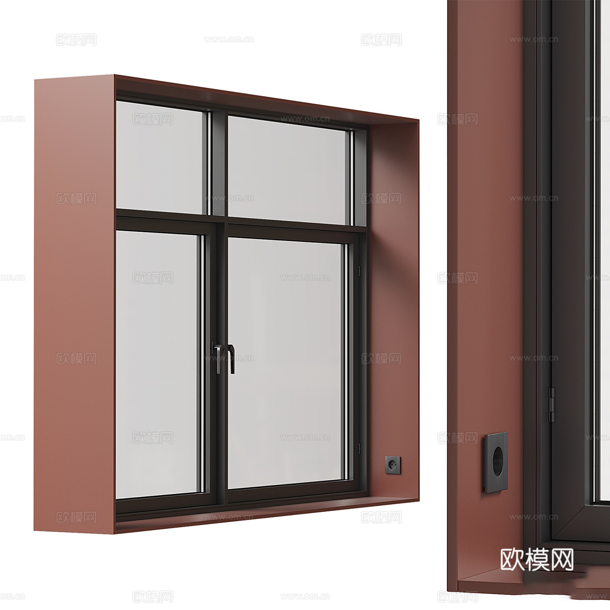 现代极简全景玻璃窗3d模型下载（渲染图2）