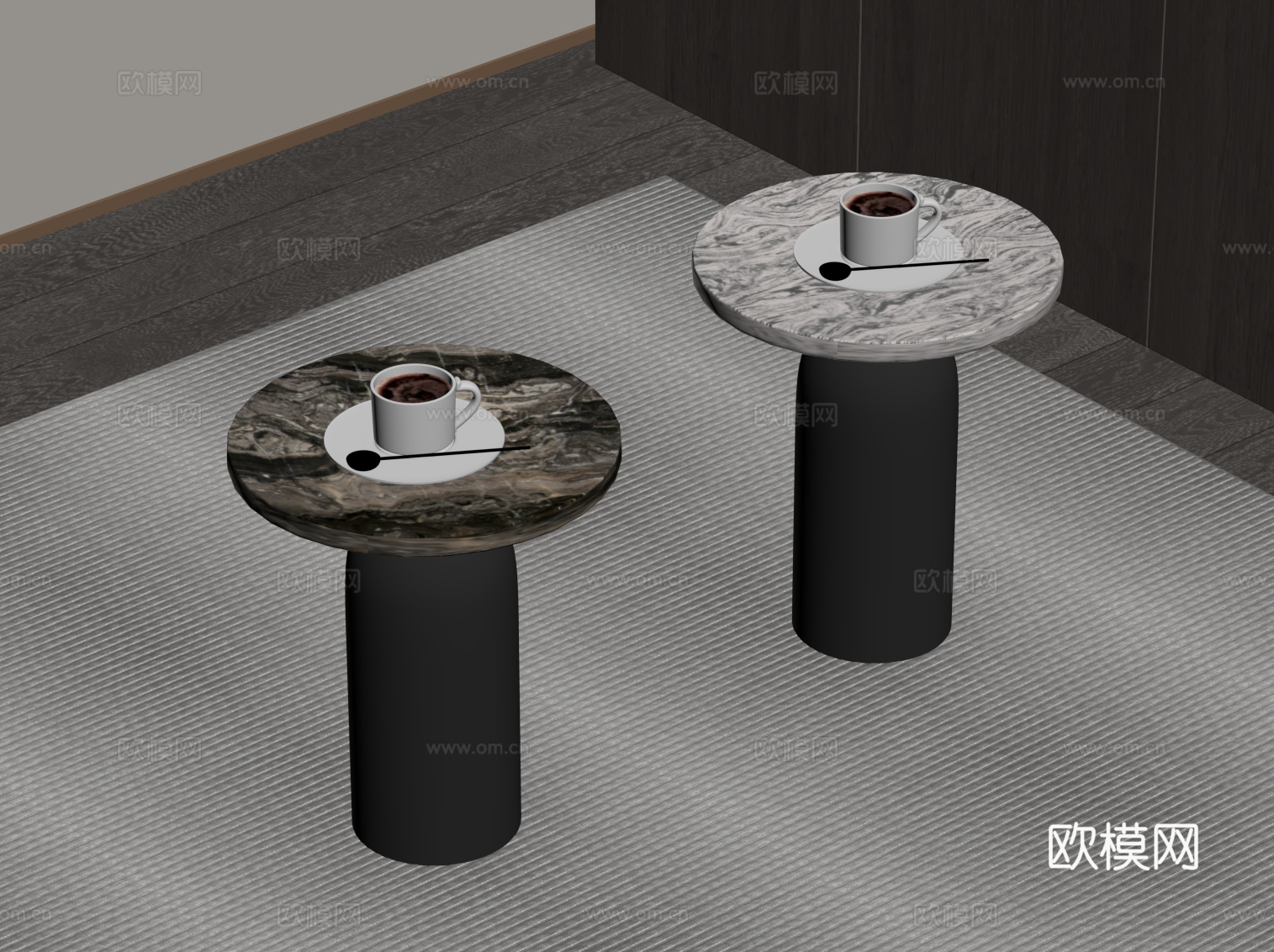 现代意式边几 圆几su模型