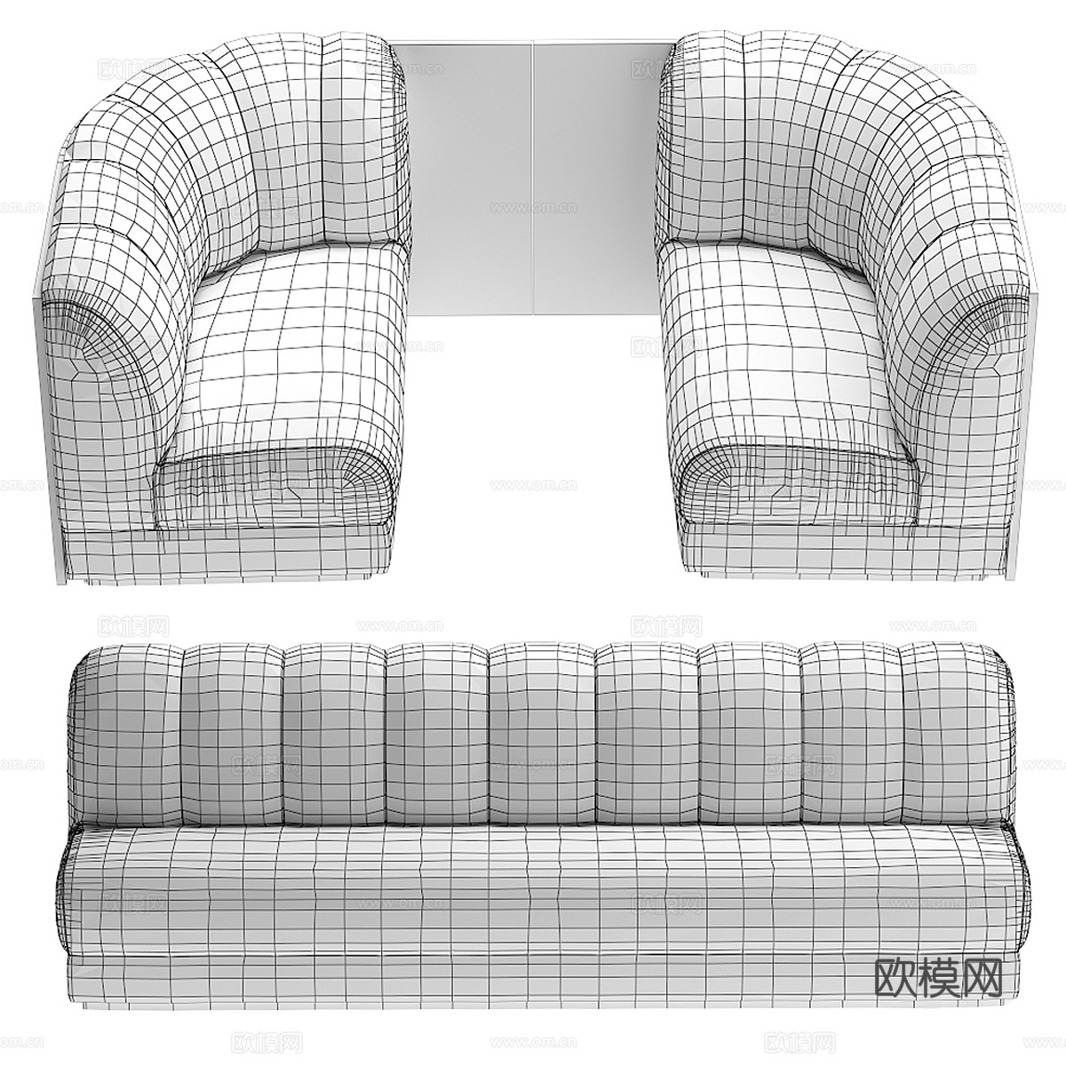 新中式卡座沙发3d模型下载（渲染图2）