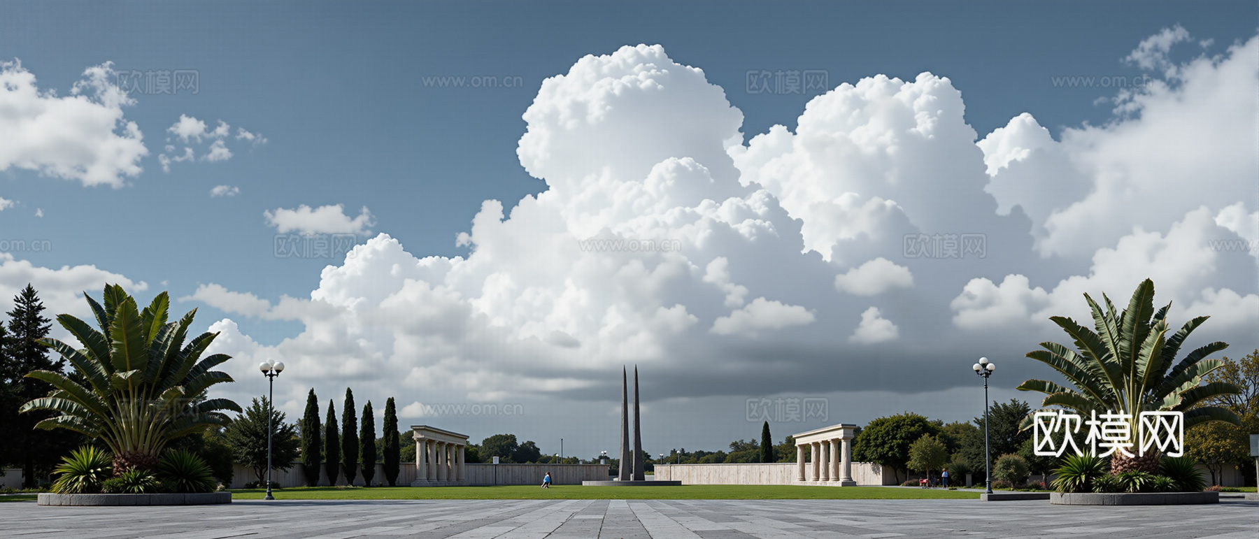 现代广场晴天外景贴图
