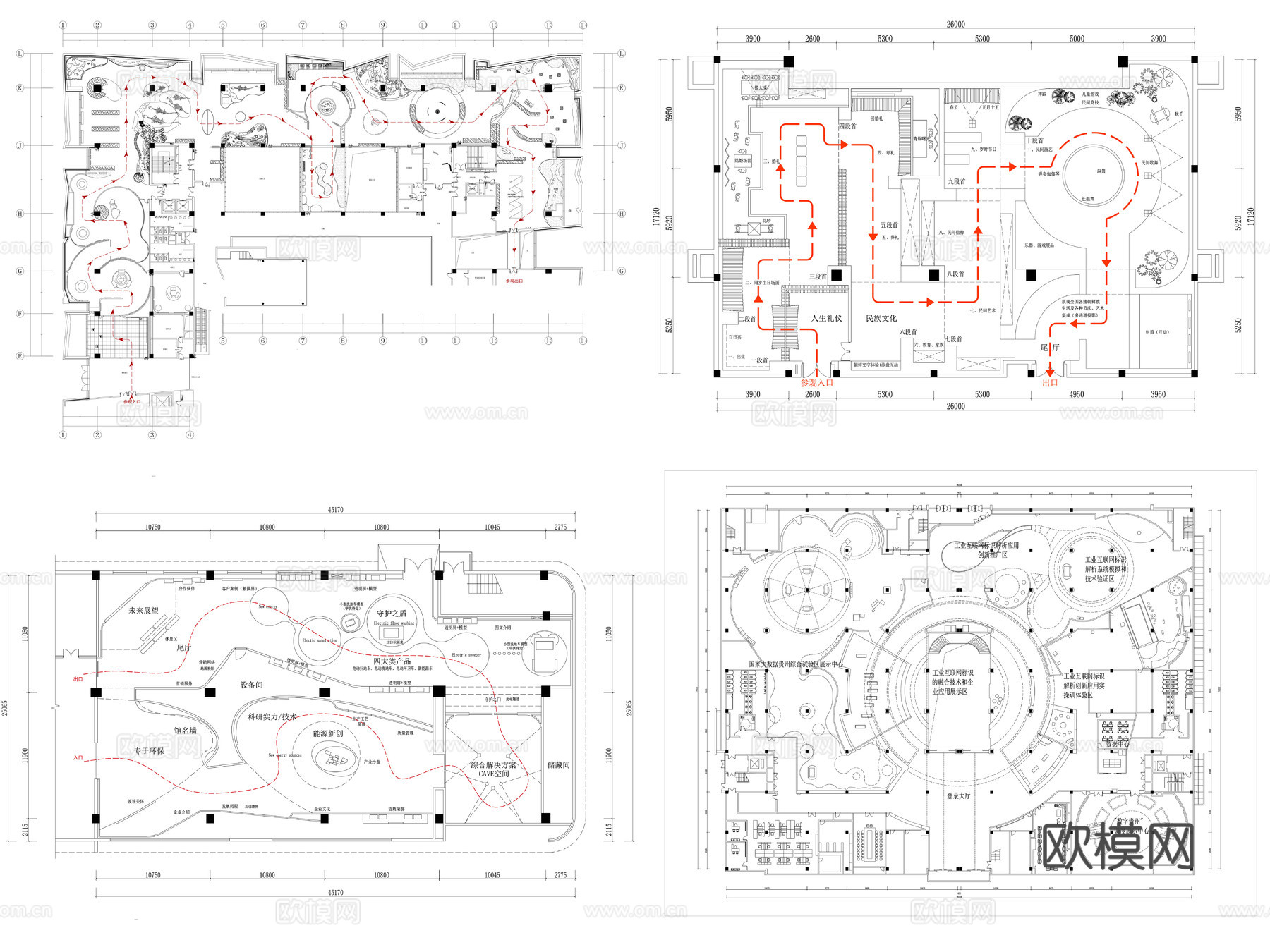 30套博物馆CAD平面图cad施工图