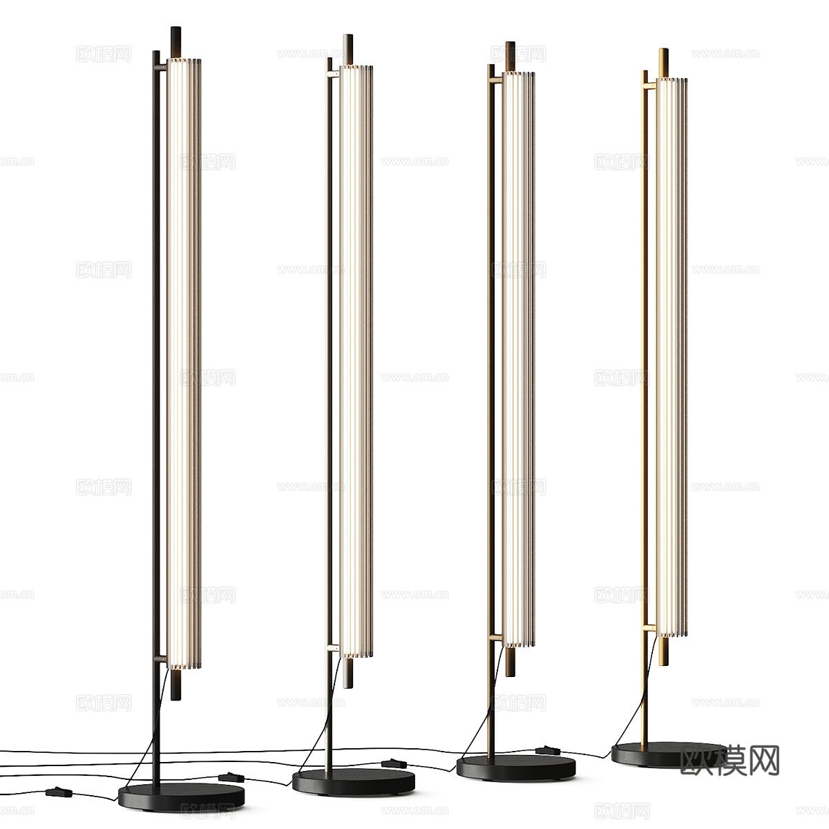 现代轻奢金属玻璃落地灯3d模型下载（渲染图3）