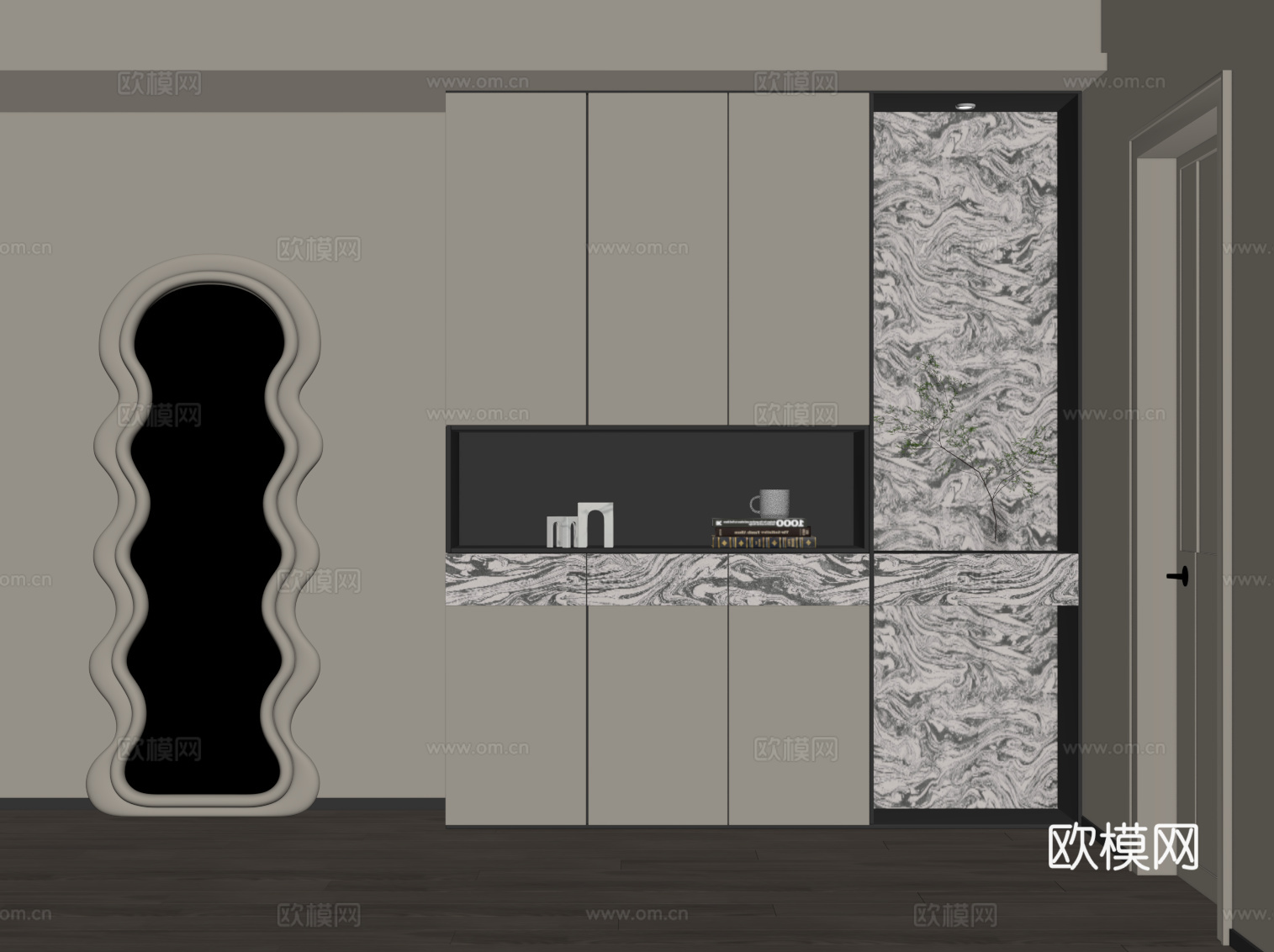 现代极简鞋柜 入户玄关柜su模型