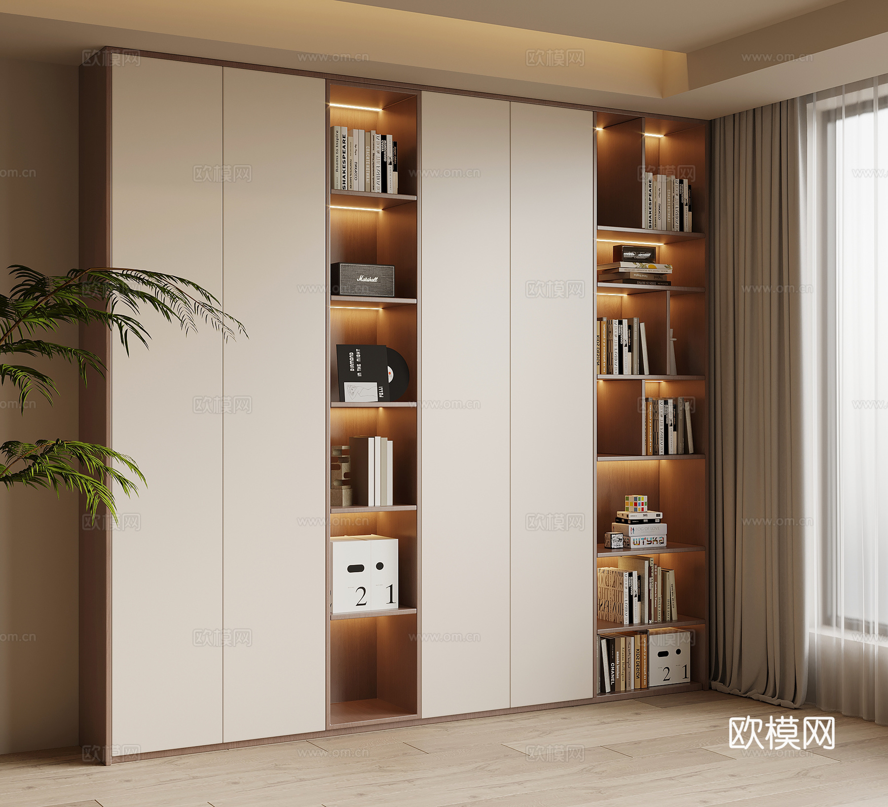 现代简约书柜su模型