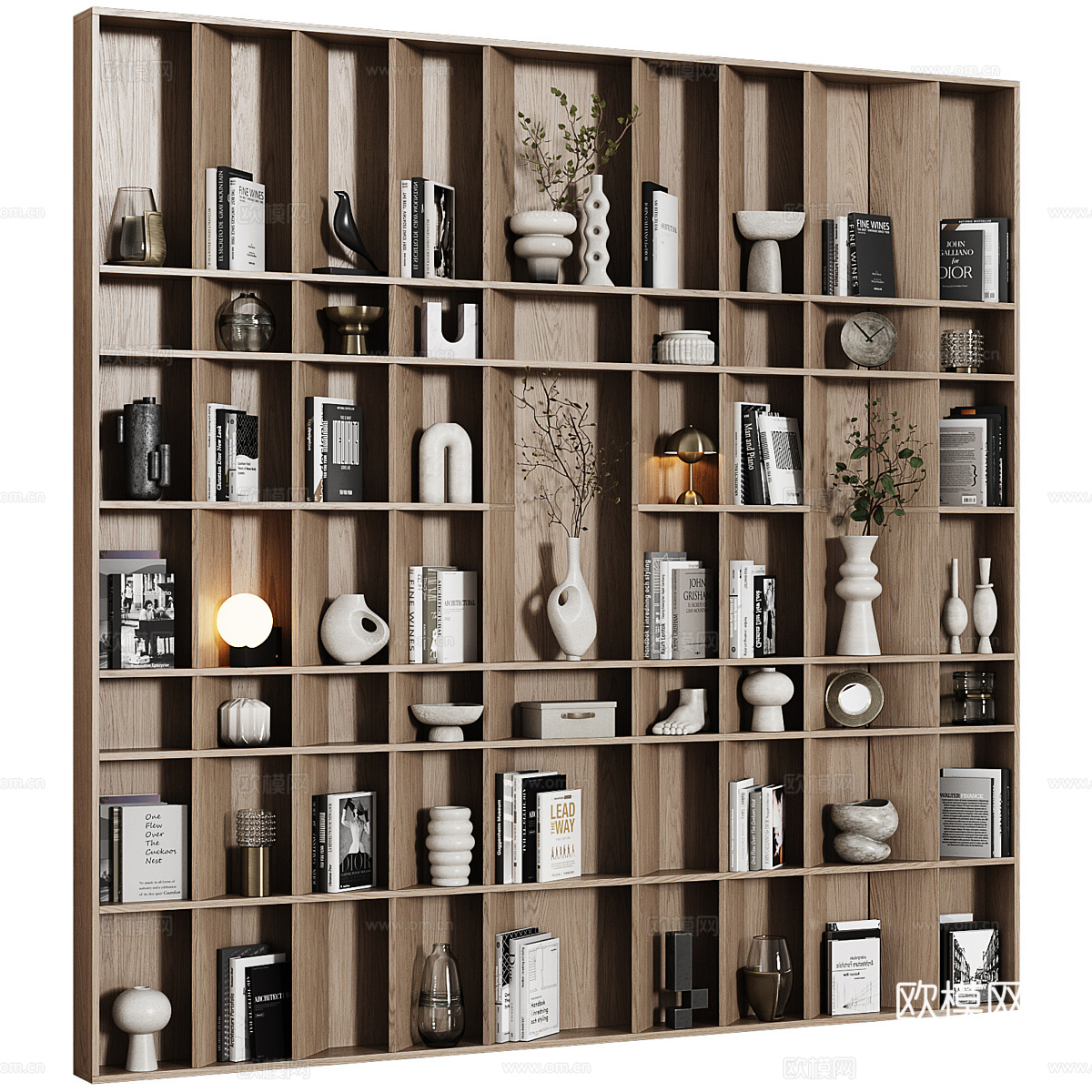 现代装饰书柜3d模型下载（渲染图1）