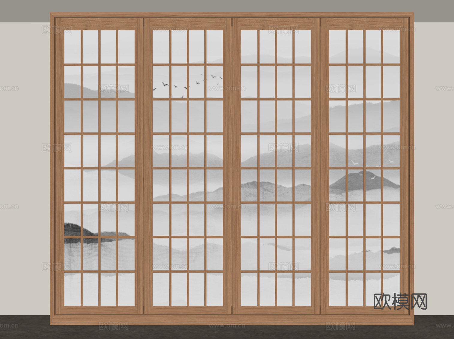 日式衣柜 推拉门衣柜su模型