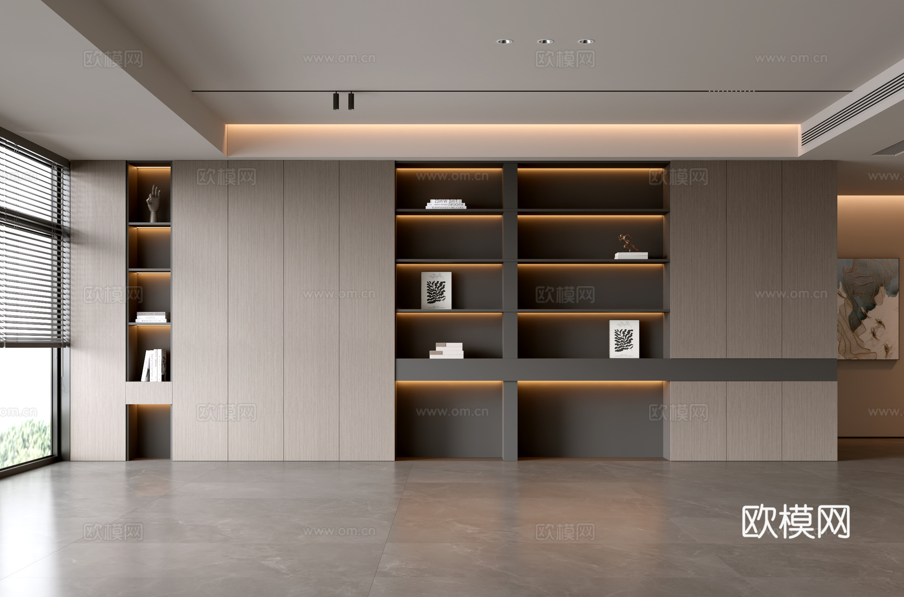 意式客厅 现代客厅 沙发背景墙 装饰柜 客厅背景su模型