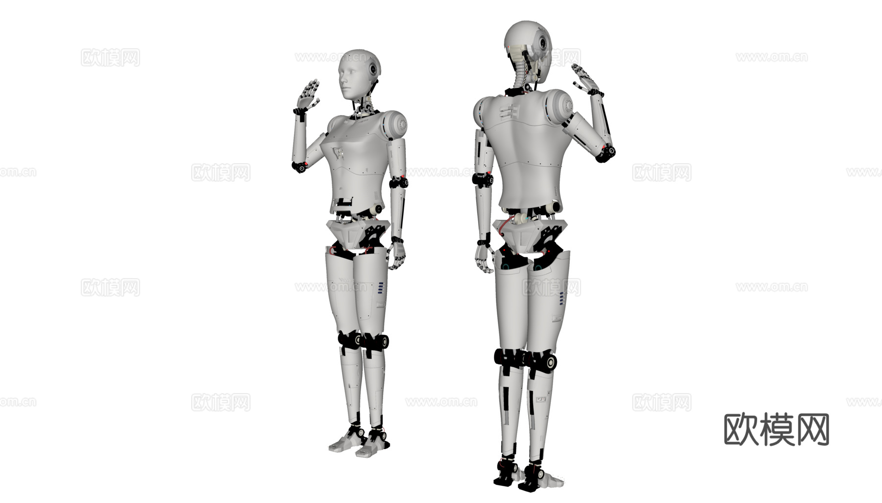 现代智能机器人 迎宾机器人 接待机器人 敬礼机器人su模型